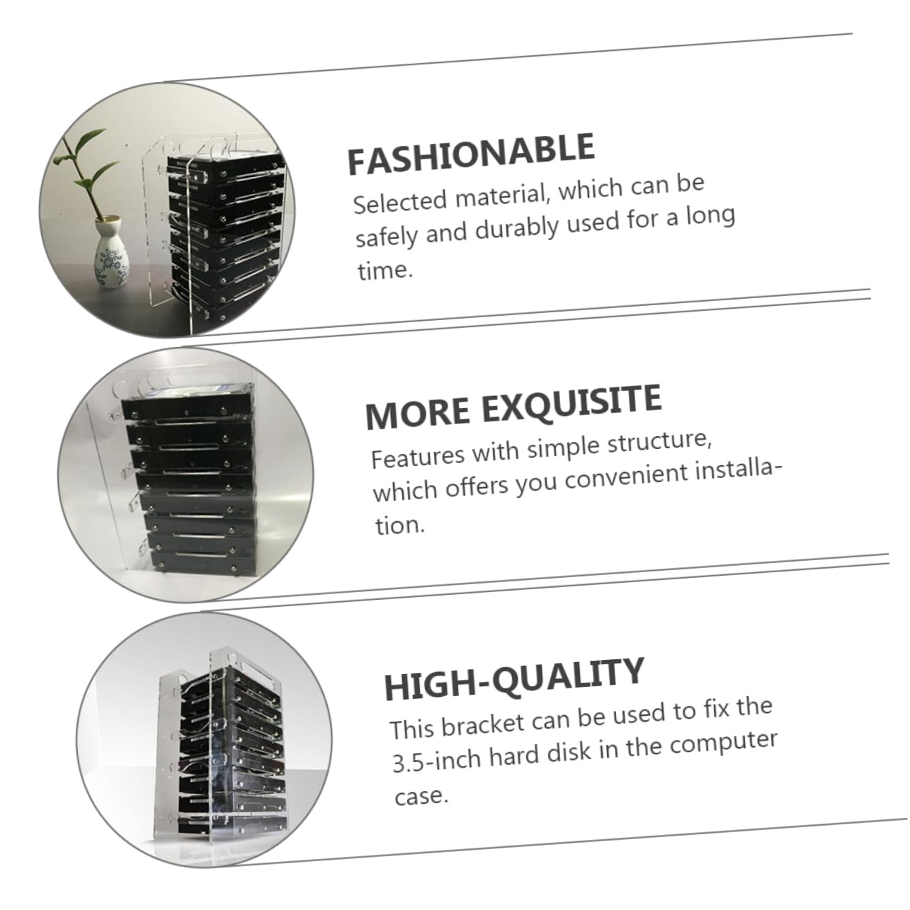 Homoyoyo 3.5 Inch HDD Holder - Multi-Layer Hard Drive Rack with Heat Dissipation for Desktop PC, NAS, Server - Easy Installation & Space Saving Storage Solution