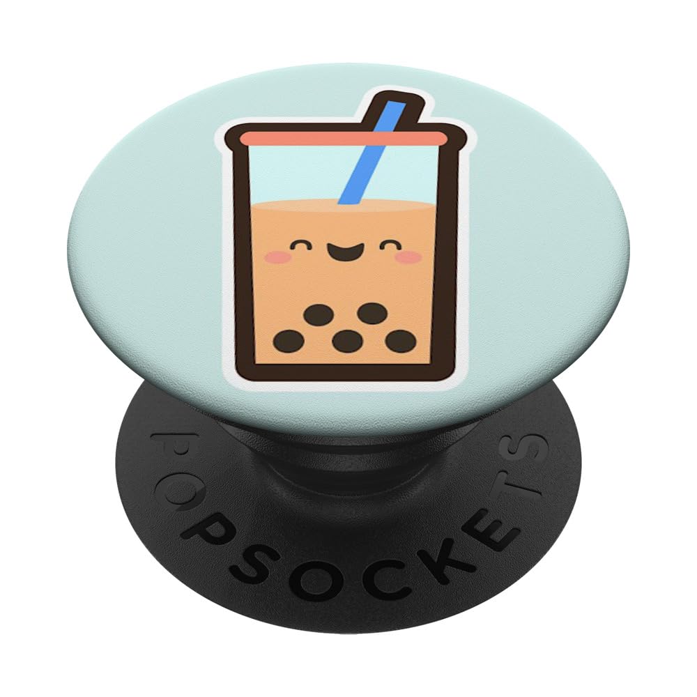 Smiling Boba Tea Bubble Milk Tea PopGrip - Standard Blue PopSocket for Phone Grip & Stand | Perfect for Bubble Tea Lovers, Phone Accessories, and Everyday Use