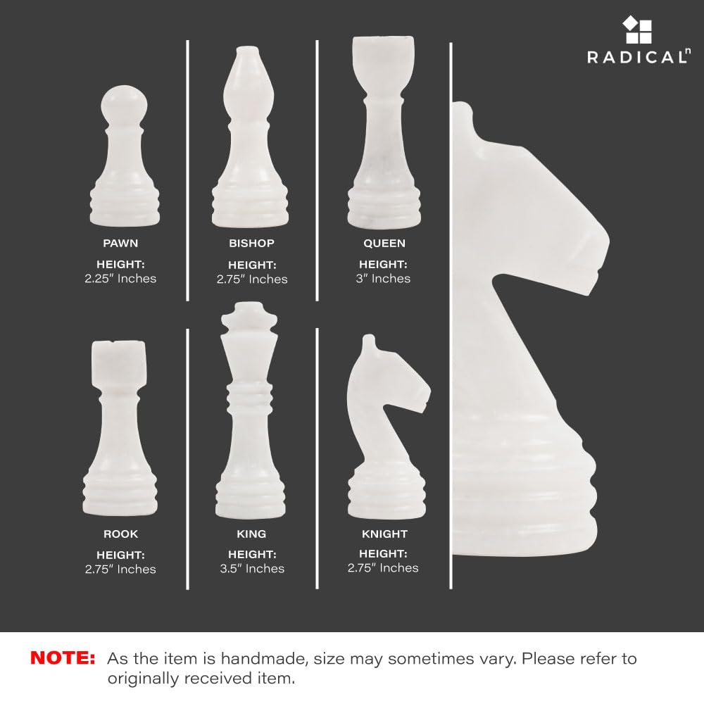 Premium Handmade Marble Chess Set - 15 Inch Black & White Chess Board with 32 Pieces - Classic Strategy Game for Adults - Perfect for Home Decor, Office, Gifts & Tournament Play