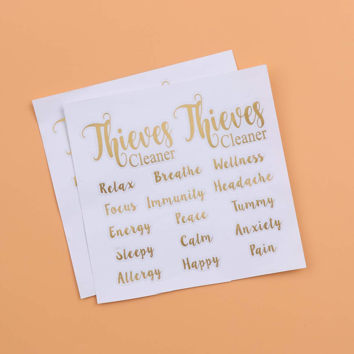 5 Sheets Gold Essential Oil Labels - Waterproof Vinyl Stickers for Roller Bottles, Food Containers & Travel Decor | Perfect for DIY, Organizing & Aromatherapy