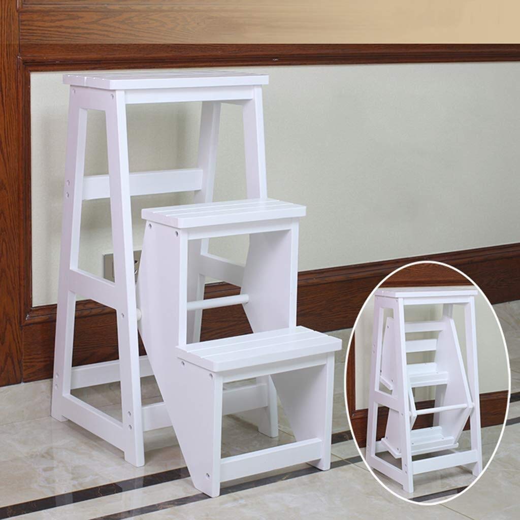 3-Step Solid Wood Folding Step Stool for Home - Indoor Climbing Stool, Shoe Bench & Flower Stand - Perfect for Kids, Elderly, Kitchen, Bathroom & Storage