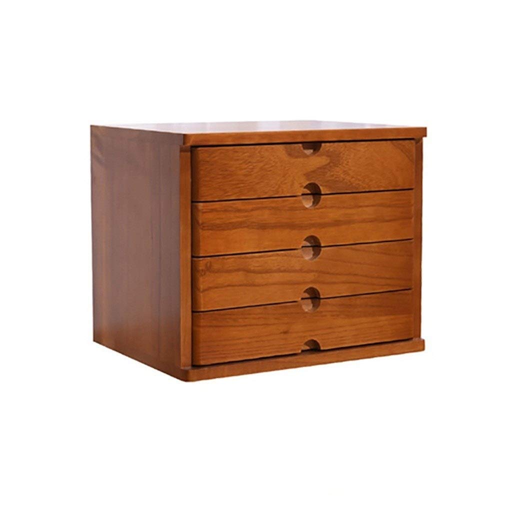 4-Layer Desktop File Cabinet with Multiple Storage Drawers - Stackable Organizer for Office Supplies, Documents & Mail - Cherry Wood Finish | Perfect for Home Office, Workspace & School Organization