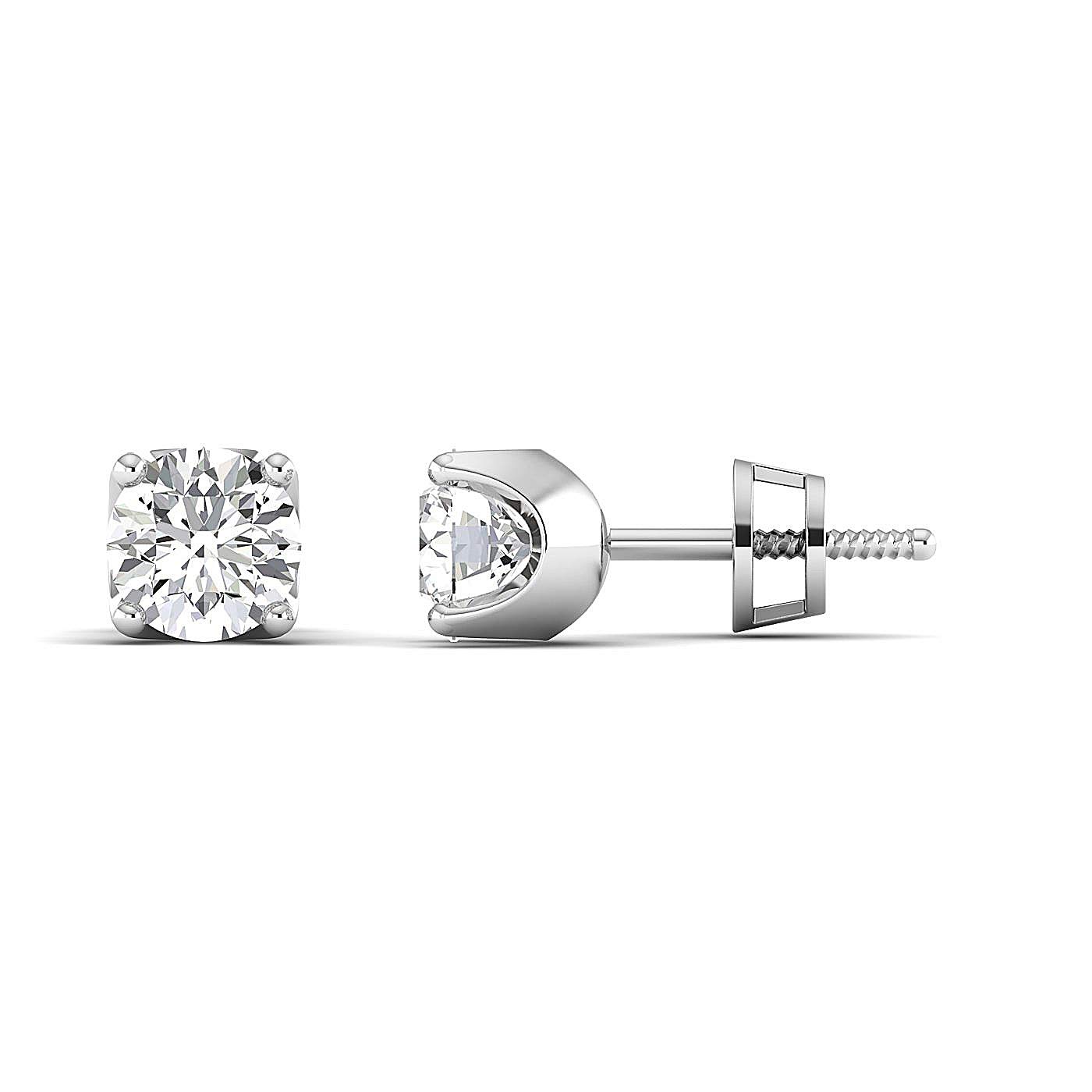 Back to School Sale: Round Brilliant Cut Moissanite Diamond Stud Earrings (0.30-4.00ct, 18K White Gold, FG Color, VVS Clarity) - Perfect for Graduation Gifts, Prom Jewelry & Everyday Elegance