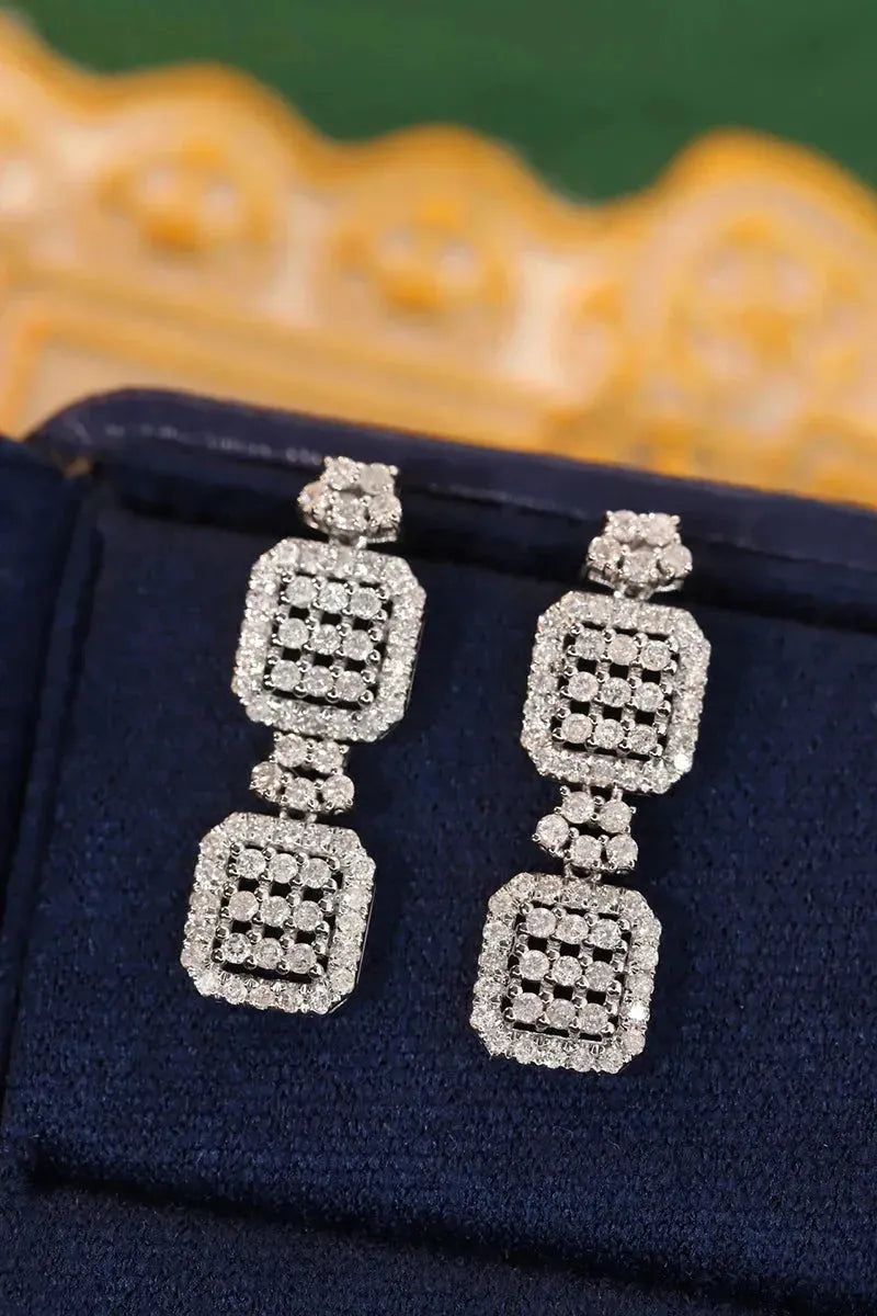 18K White Gold Diamond Drop Earrings for Women - 0.90 Carat Natural Diamond Luxury Wedding Jewelry | Elegant Dangle Earrings for Bridal, Anniversary & Special Occasions