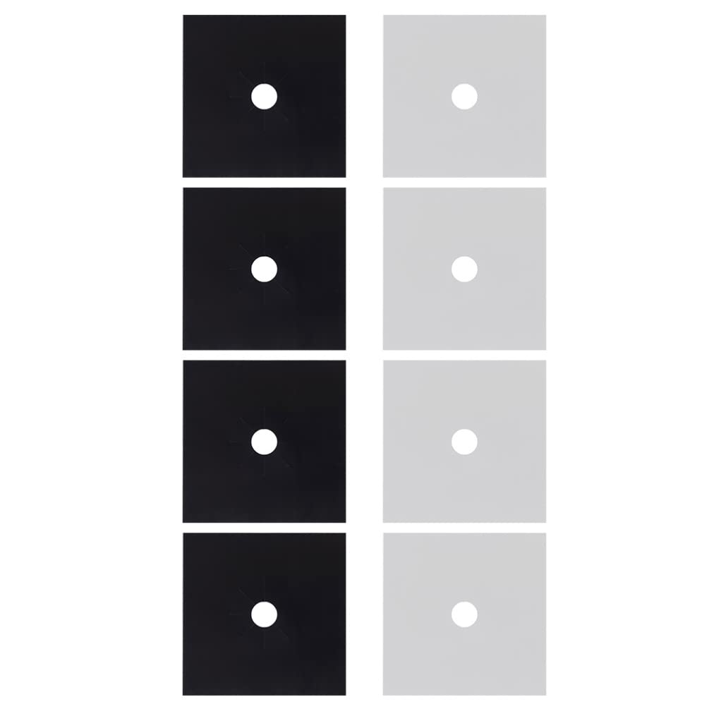 UPKOCH 8-Piece Gas Stove Burner Covers - Reusable Non-Stick Stove Top Protectors for Easy Cleaning (Silver & Black) | Perfect for Kitchen Cooking, Protecting Gas Stoves from Spills & Stains