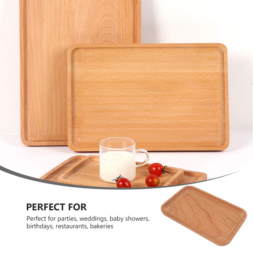 Hemoton Wooden Serving Tray - 1pc Natural Wood Food Tray for Dinner Plates, Cake & Dessert Display | Household Tableware Storage Plate | Perfect for Dining, Entertaining & Kitchen Organization