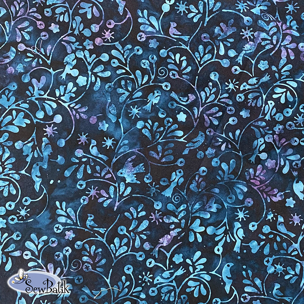 112 Batik Cotton Flock Together Midnight Navy Fabric - 16 Cut Only - Perfect for Quilting, Apparel & Home Decor Projects
