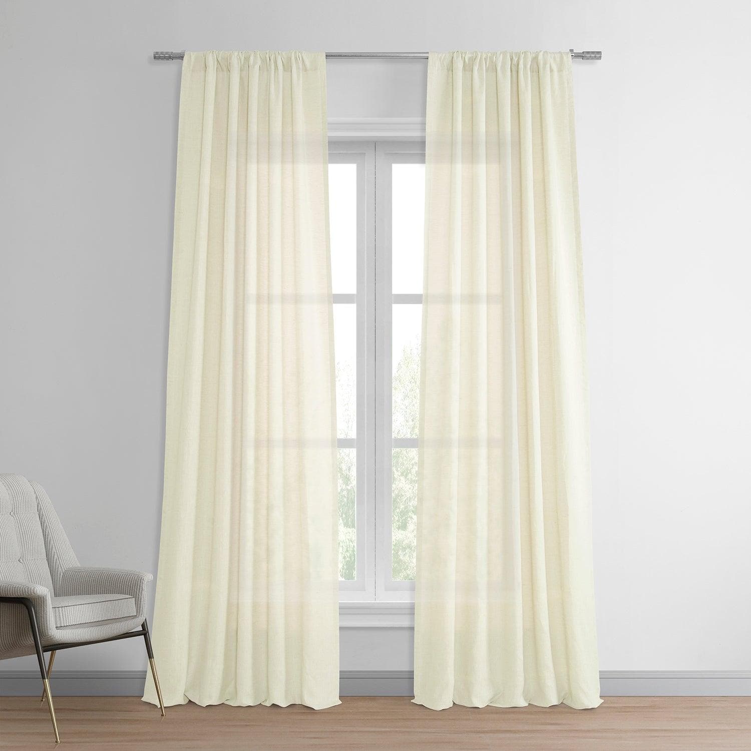 Antique Lace Deluxe French Linen Curtains - Elegant Window Treatments for Living Room, Bedroom & Dining Room Decor