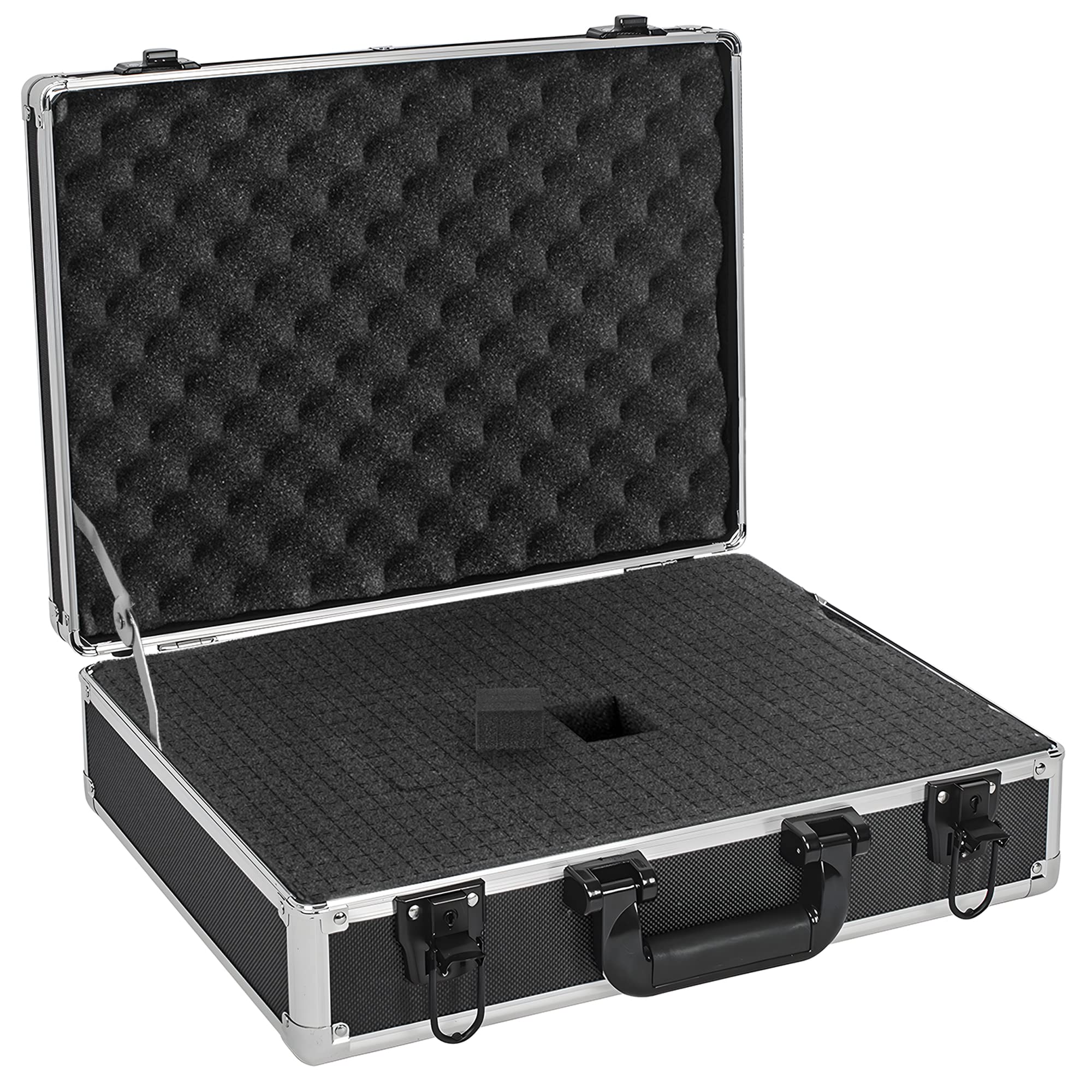 17 Inch Heavy Duty Aluminum Alloy Hard Shell Carrying Case - Protective Storage for Wireless Microphone Systems, Camera Equipment & Electronics - Customizable Pre-Cut Foam Interior - Perfect for DJ Gear, Photography & Travel Accessories - Durable Black Case for Professional Use