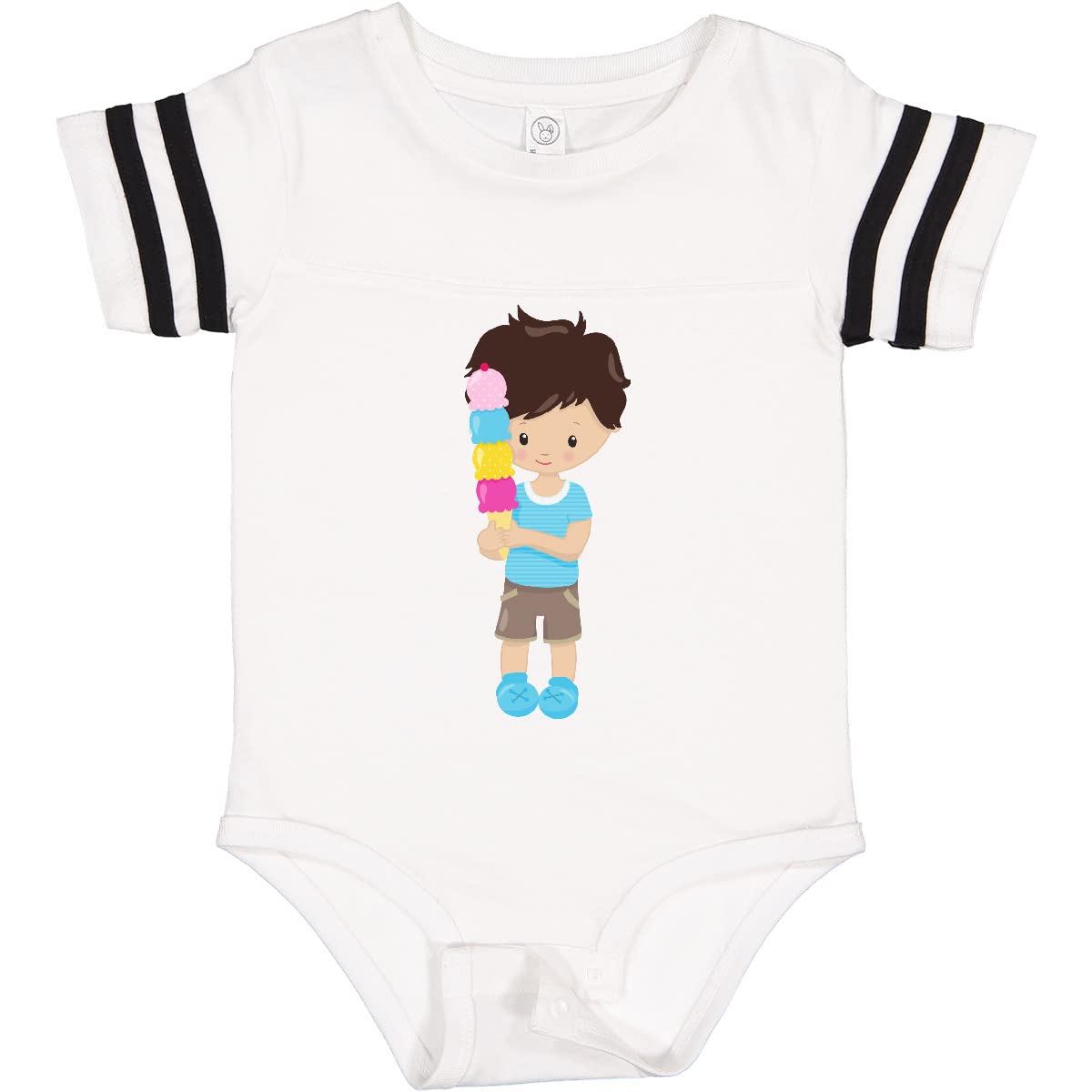 Inktastic Boy with Ice Cream Brown Hair Baby Bodysuit - Soft Cotton Infant Onesie for Summer Outings & Photo Shoots
