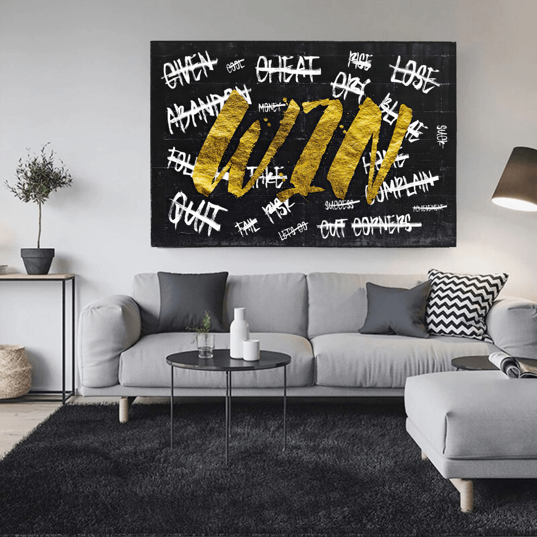 WIN Victory Motivational Canvas Wall Art - Inspirational Home & Office Decor for Living Room, Bedroom, or Workspace