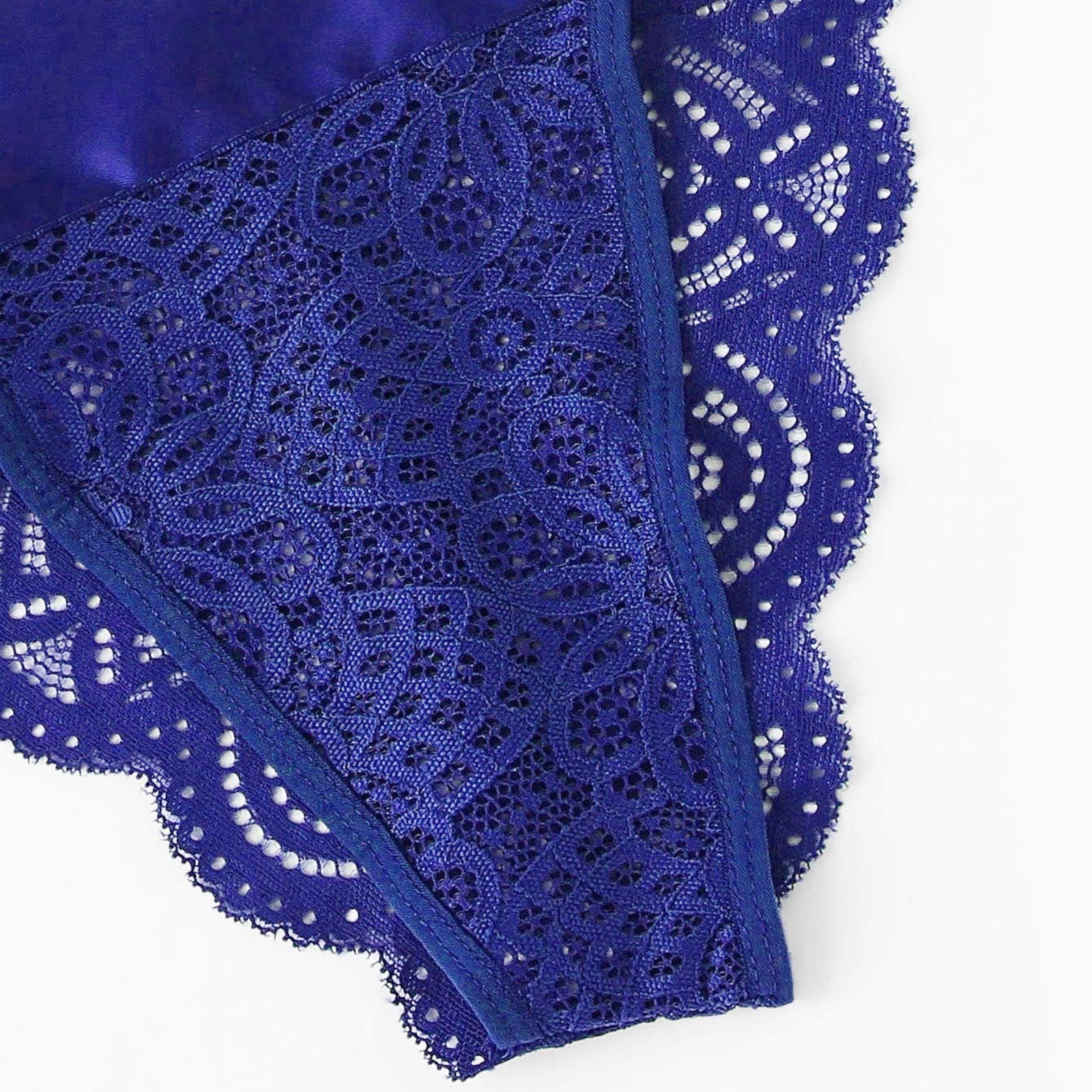 Sexy Lace Lingerie Set for Women - Scalloped Trim Tie Side Bra & Panty with Bow Detail, Blue Babydoll Sleepwear Bustier | Perfect for Valentine's Day, Bridal Shower & Romantic Nights