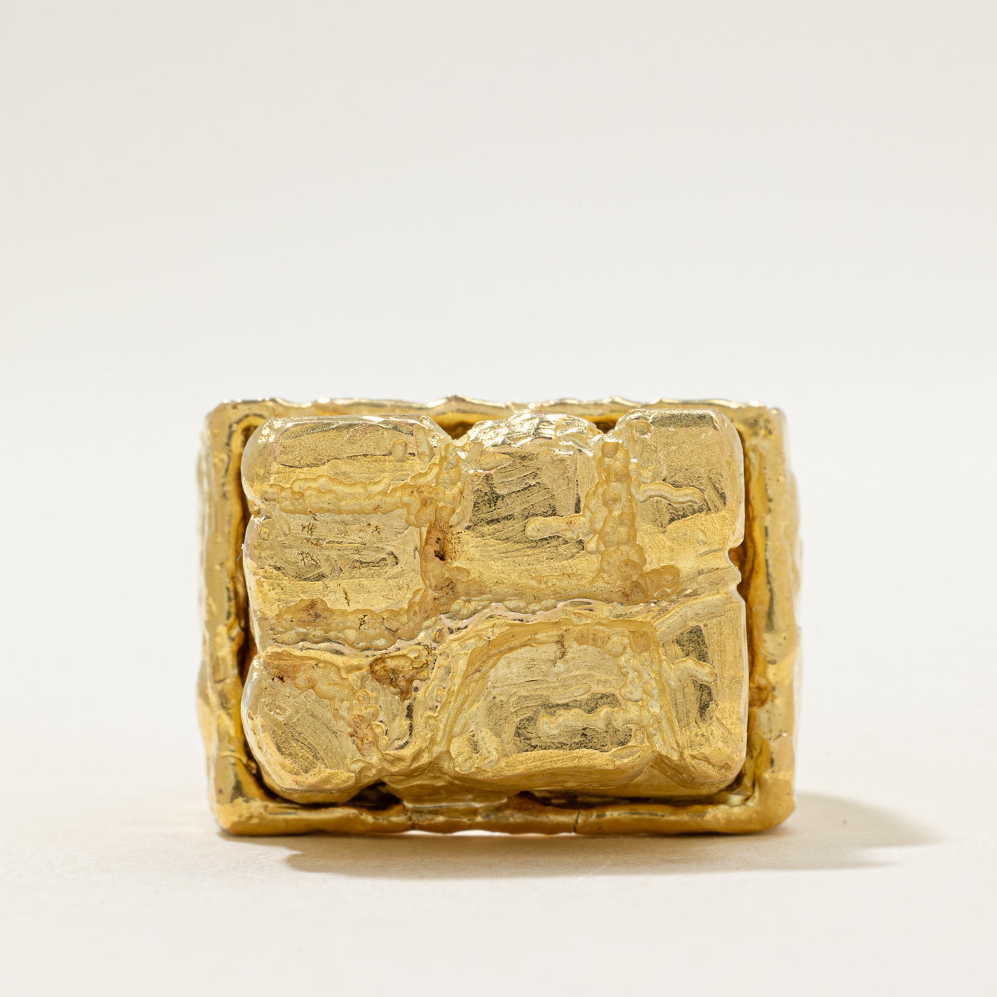 18k Yellow Gold Brick Ring for Men - Size 11 | Luxury Statement Jewelry for Gifts, Weddings & Special Occasions