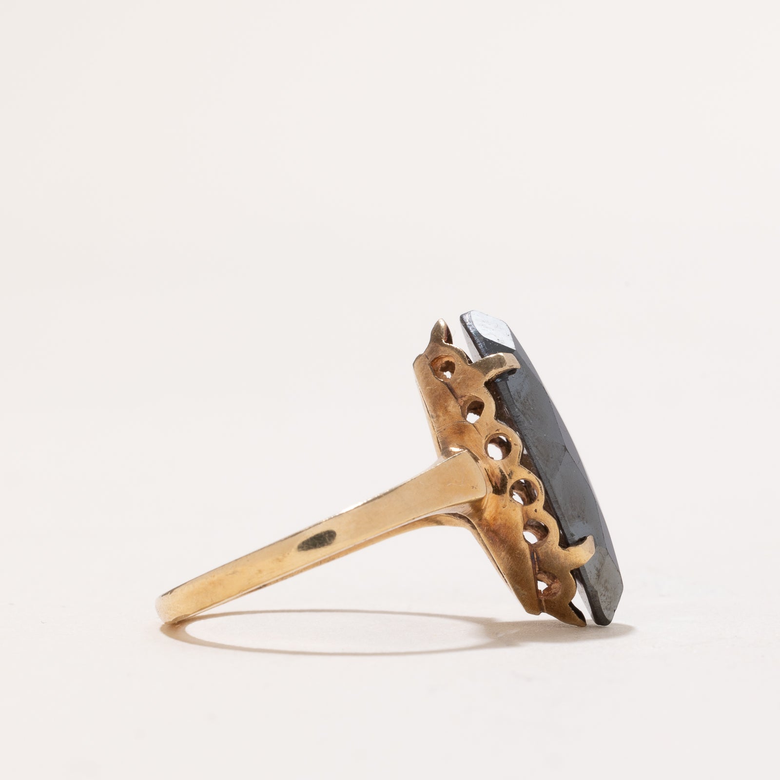 Elegant Marquise Cut Hematite Ring - 6.75 Carat Genuine Stone - Size 7.5 - Perfect for Wedding, Anniversary & Evening Occasions