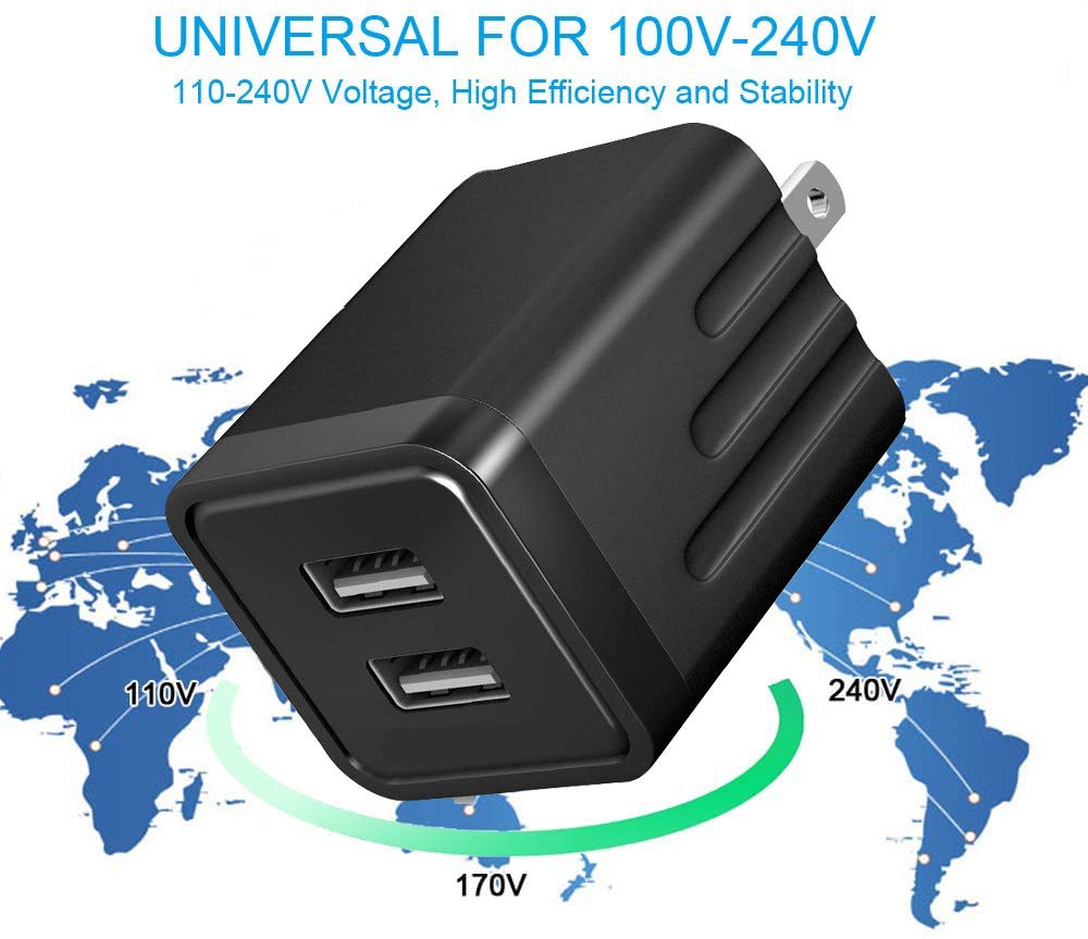 Apple MFi Certified iPhone Fast Charger 2-Pack - Dual Port USB Wall Charger Block with 6FT Lightning Cable - Compatible with iPhone 14/13/12/11 Pro Max/XS/X/8 Plus & iPad - Perfect for Home, Office & Travel Charging