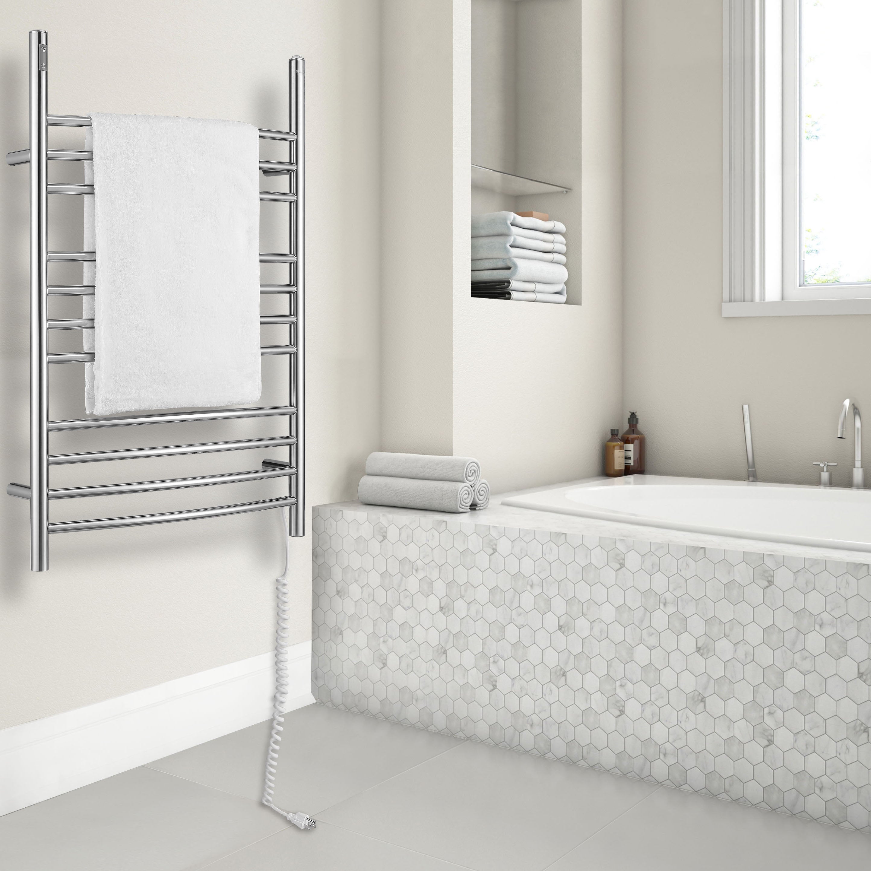 Ava OBT 3-in-1 11-Bar Towel Warmer with Built-in Timer | Stainless Steel Commercial Grade | Perfect for Spas, Salons & Luxury Bathrooms