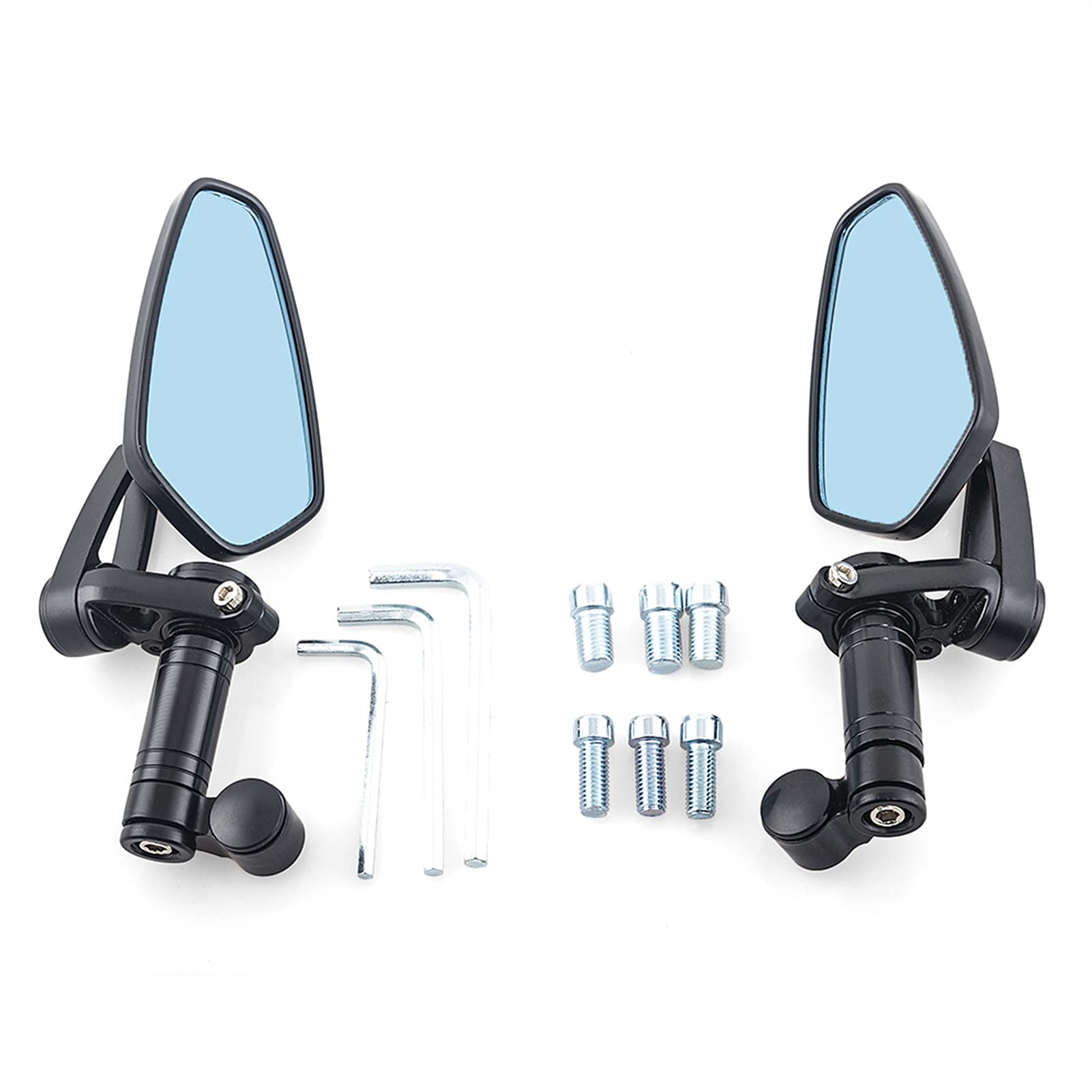 Universal CNC Aluminum Motorcycle Handlebar Rear View Mirrors - Anti-Glare Convex Side Mirrors for Honda, Yamaha & More (Black/Blue) - Perfect for Cruisers, Sport Bikes & Street Motorcycles