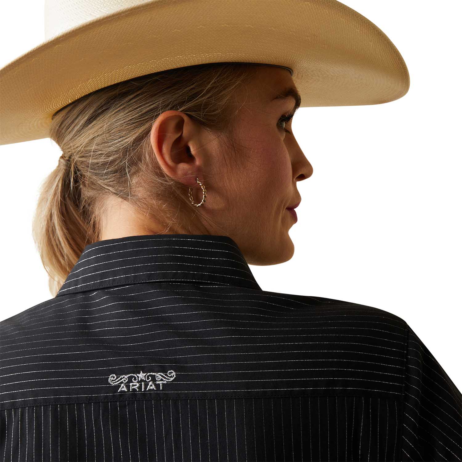Ariat Women's Team Kirby Stretch Shirt - Black & Silver Western Shirt for Horseback Riding & Ranch Work
