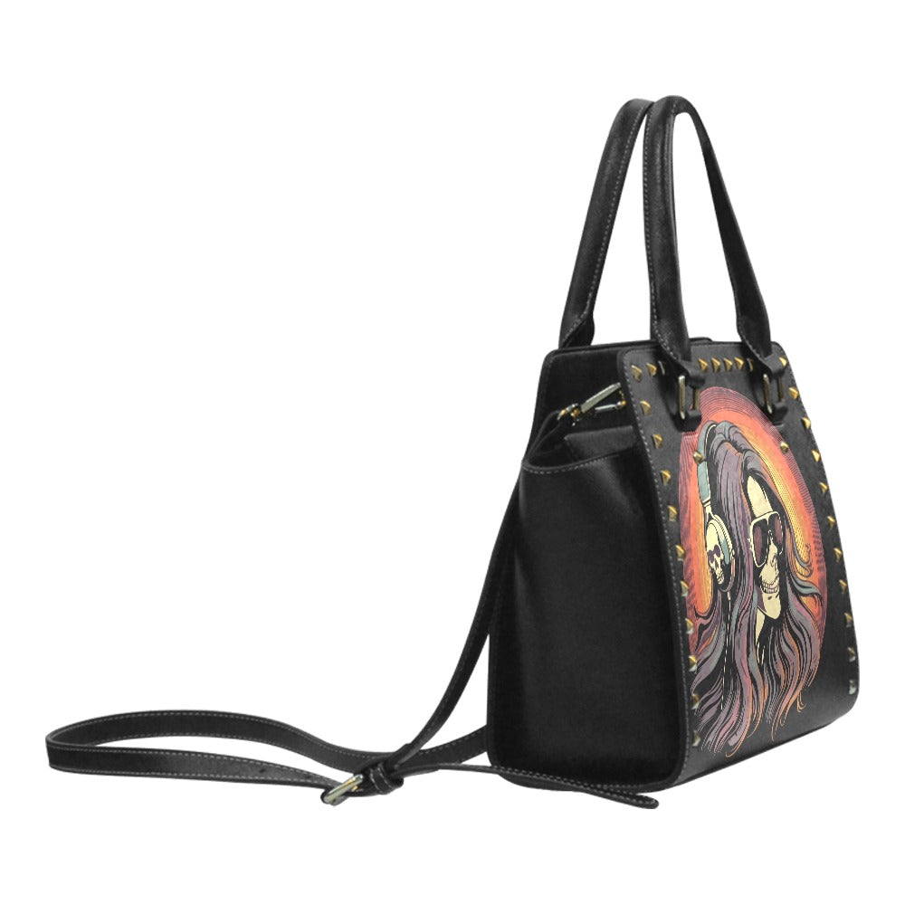 Punk Rock Skull Girl Rivet Shoulder Bag - Gothic Fashion Crossbody Purse for Women, Perfect for Concerts, Parties & Alternative Outfits