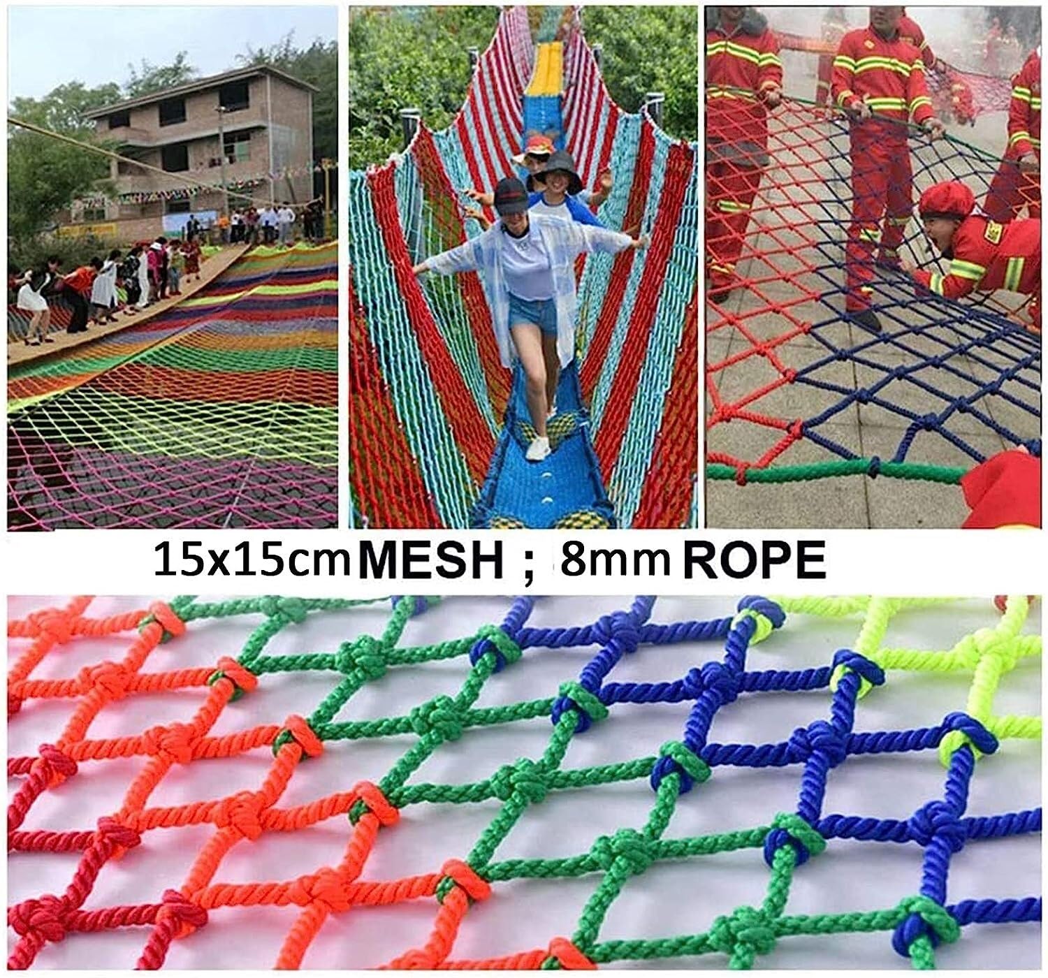 Kids Climbing Cargo Net - 2x3m (6.6x9.9ft) Outdoor Safety Play Net for Children | Anti-Fall Stair Protector & Backyard Adventure Toy for Boys & Girls | Perfect for Treehouses, Playgrounds & Indoor Gyms