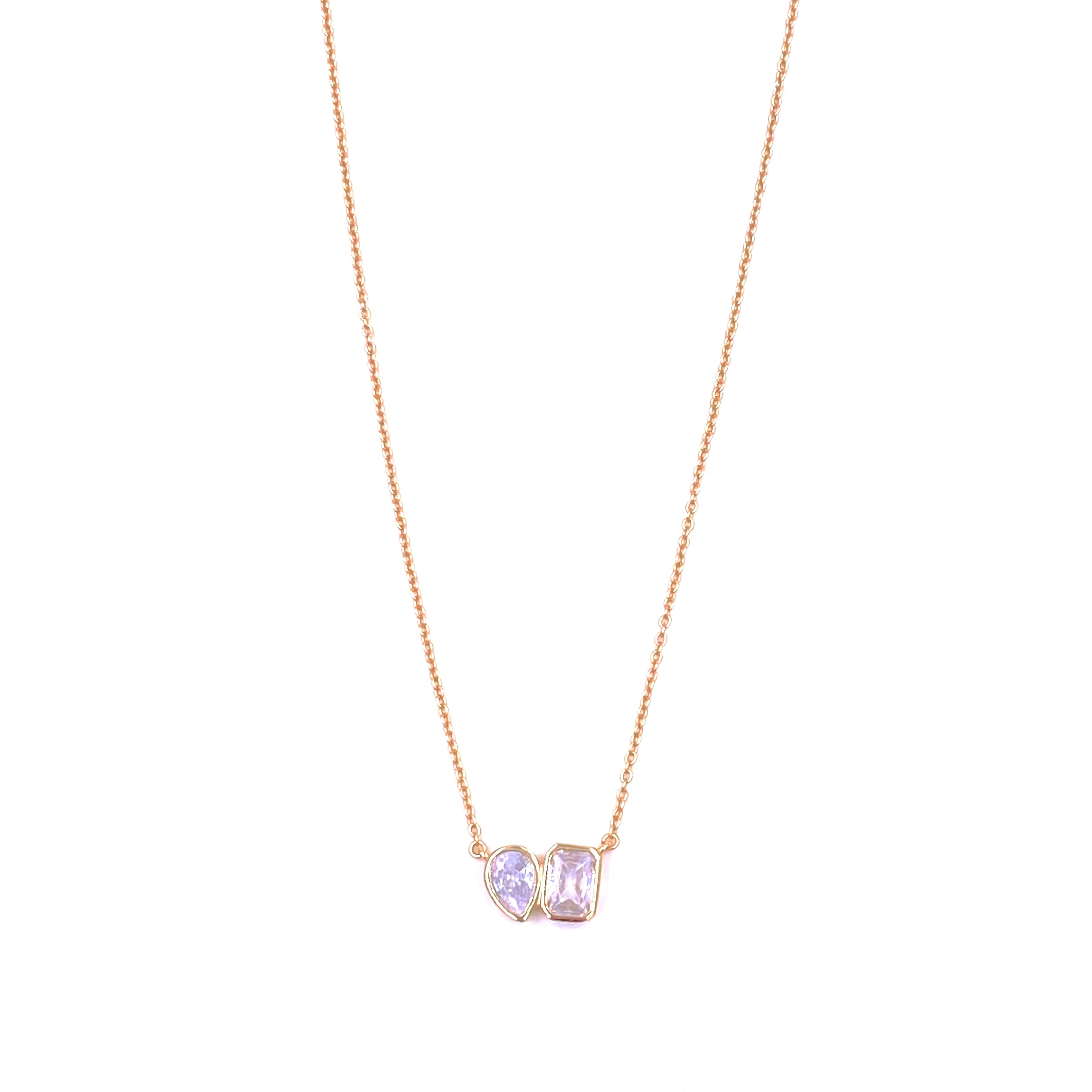 Ashley Gold Sterling Silver Gold Plated Double CZ Pendant Necklace for Women - Elegant Jewelry Gift for Birthday, Anniversary & Special Occasions