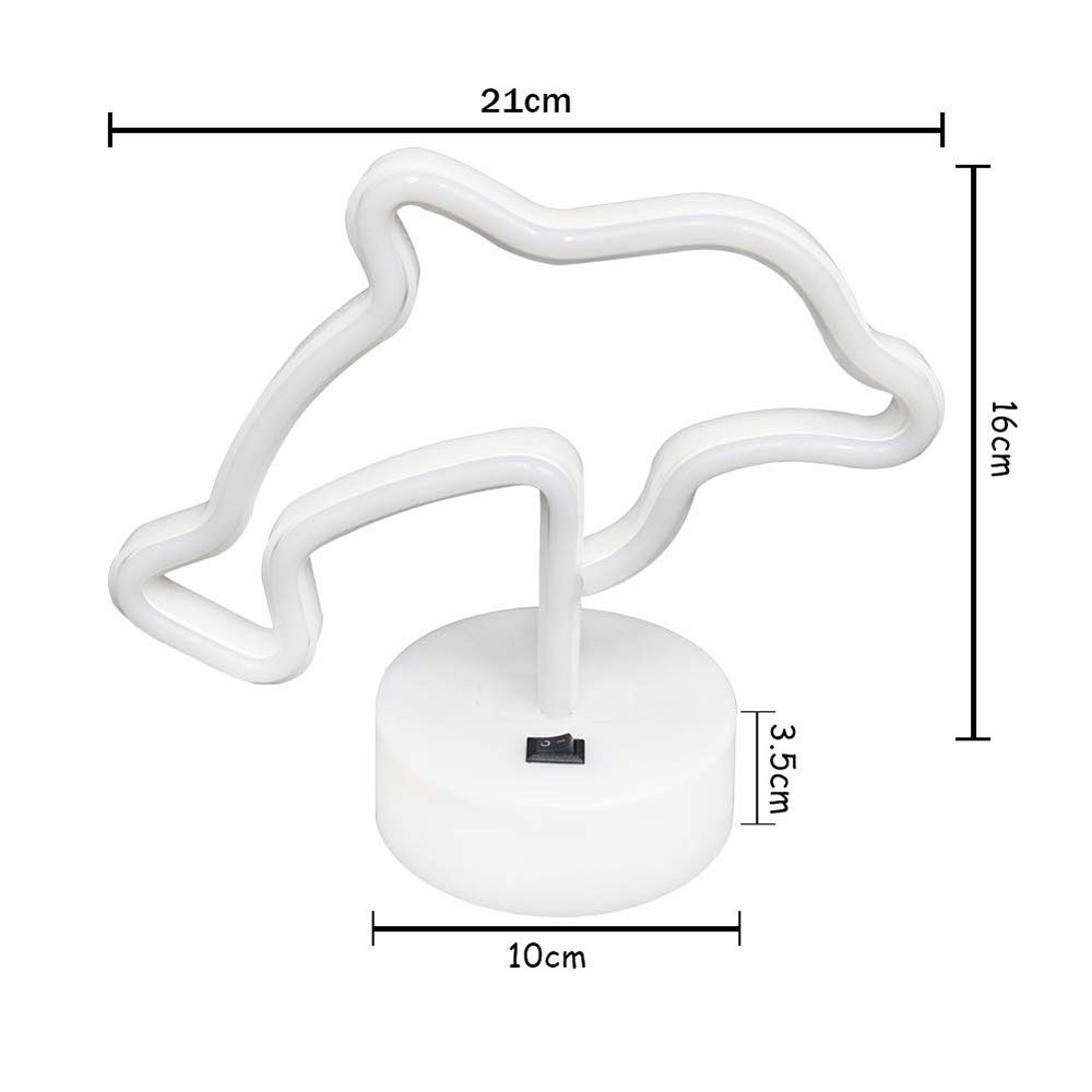 ENUOLI Blue Dolphin LED Night Light - USB/Battery Operated Neon Sign for Home Decor, Girls Bedroom, Living Room & Christmas Party - Perfect Kids Gift & Unique Table Lamp Decoration for Birthday, Wedding & Ocean Theme Events