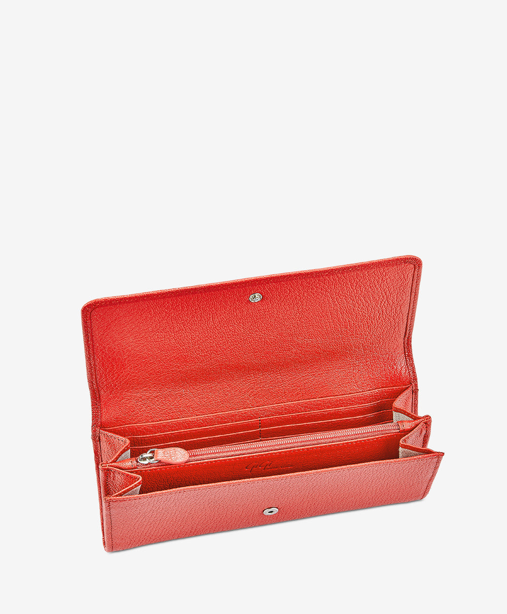Large RFID Blocking Fold Over Wallet for Women - Slim Leather Card Holder with Zipper Pocket - Perfect for Travel, Shopping & Everyday Use