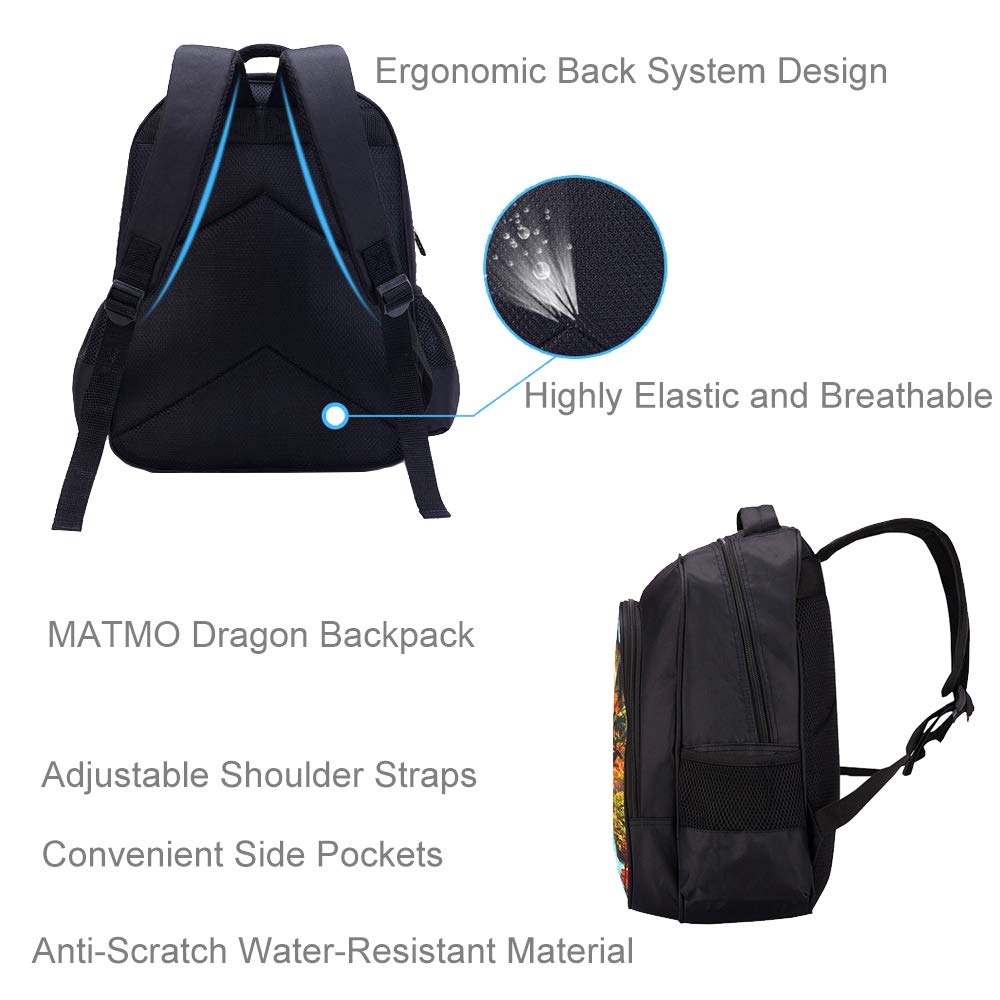 MATMO Dinosaur Backpack for Boys - Cute Dragon Design School Bookbag with 27L Capacity | Perfect for School, Travel & Outdoor Adventures