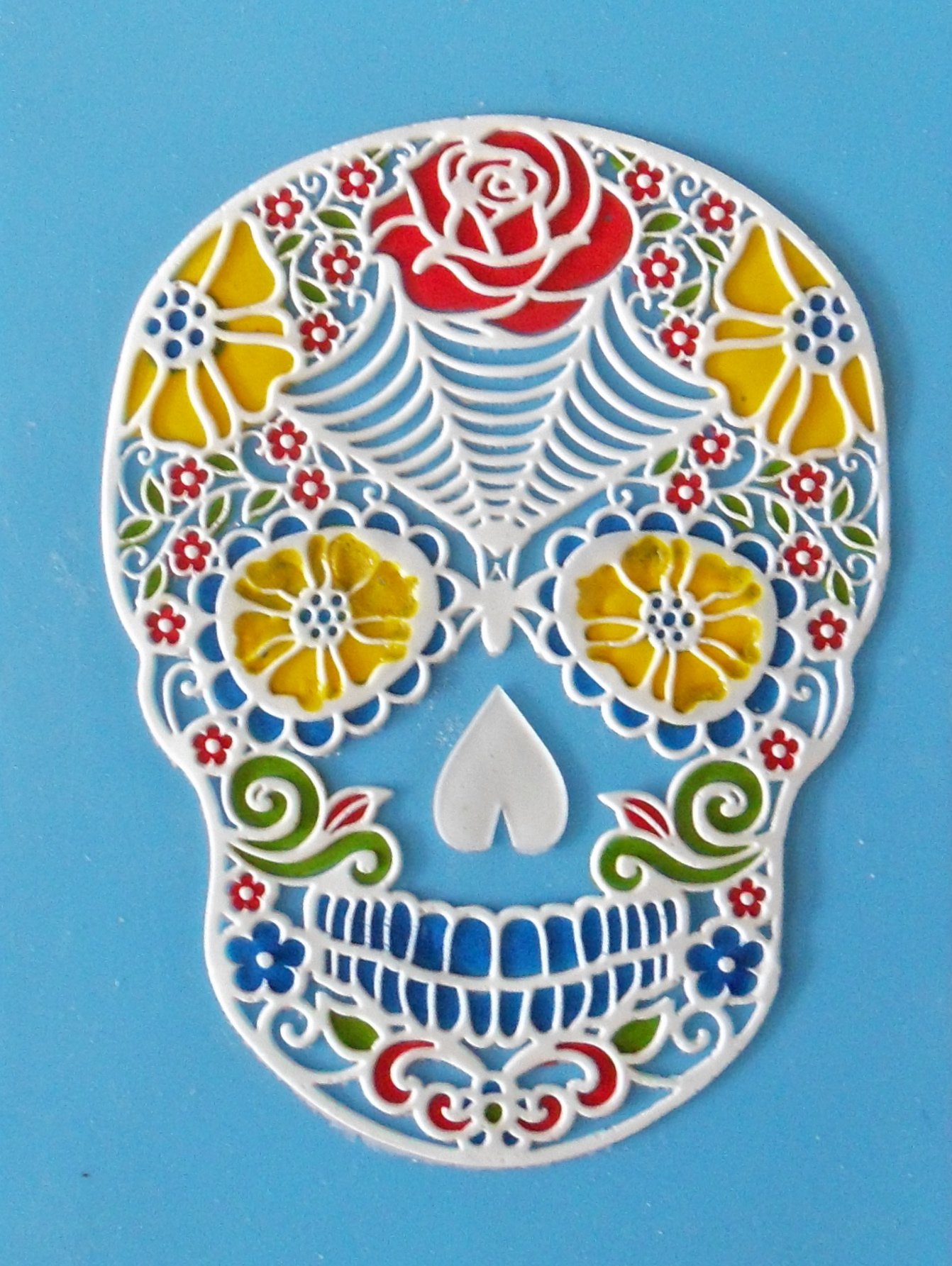 SugarVeil® Edible Flower Skull Mat - Premium Cake Decorating Stencil for Halloween, Dia de los Muertos & Gothic Baking - Perfect for Fondant, Buttercream & Royal Icing Designs