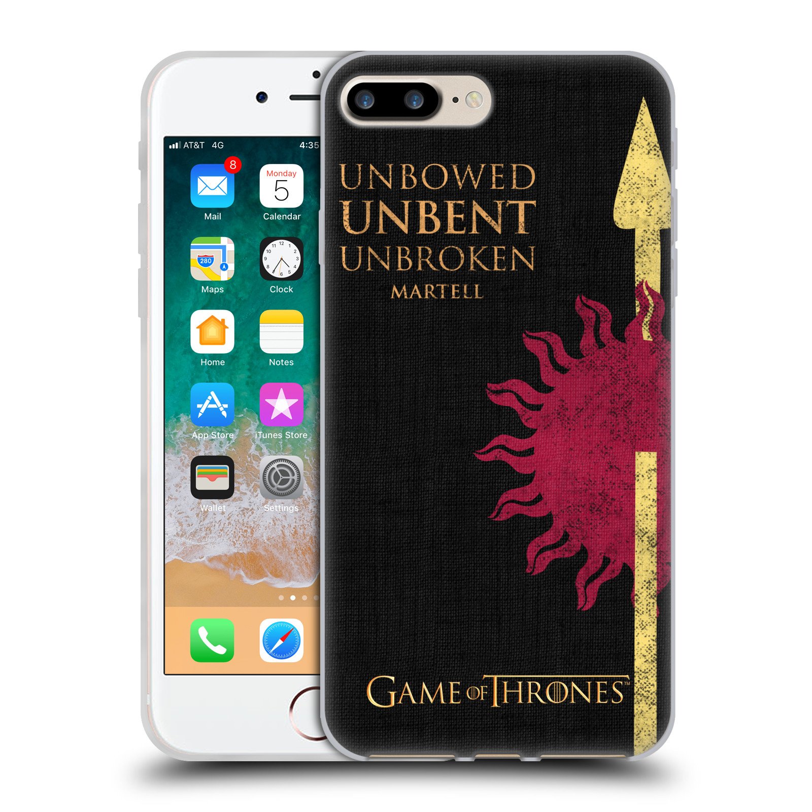 Official HBO Game of Thrones Martell House Soft Gel Phone Case for iPhone 7 Plus/8 Plus - Durable Protection with House Mottos Design - Perfect for Fans, Cosplay & Collectors