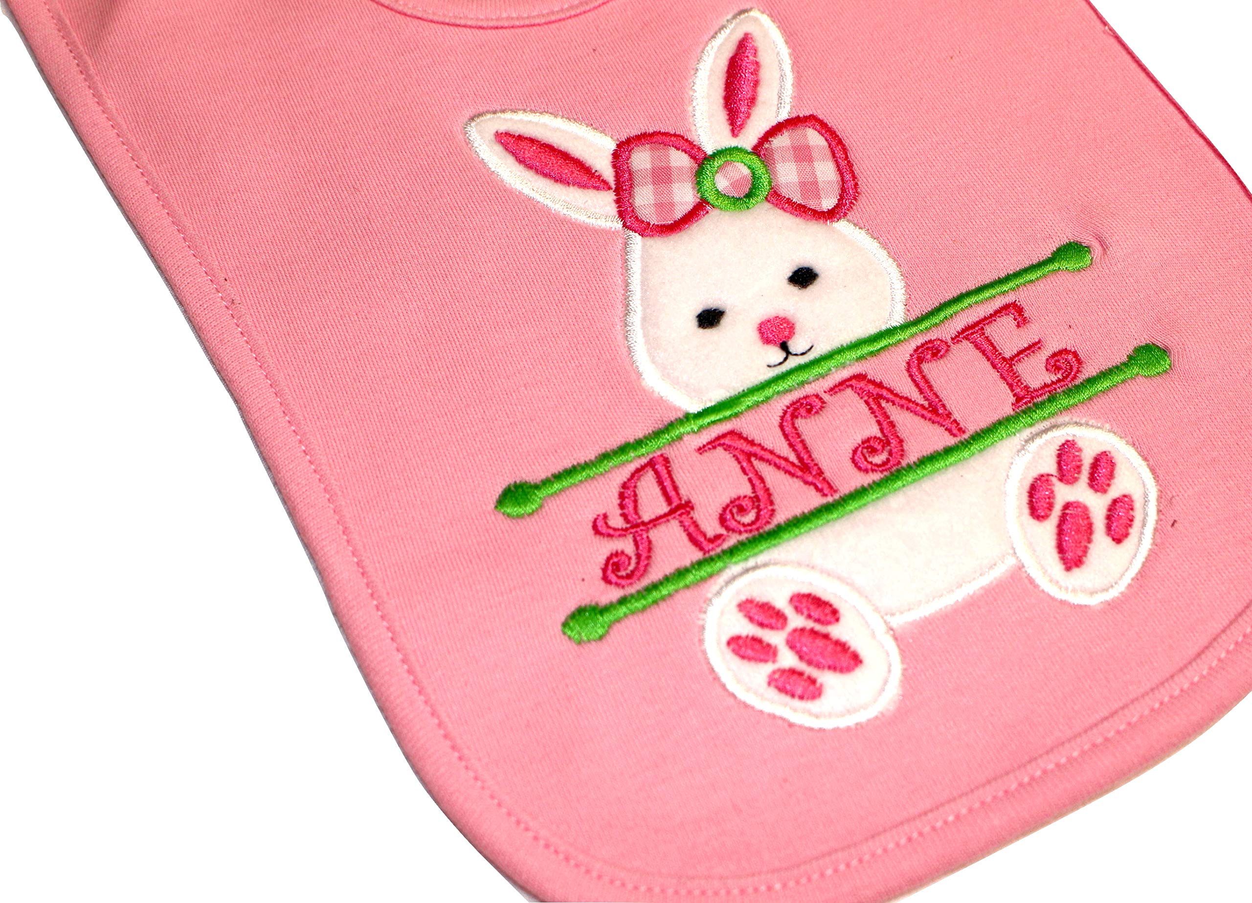 Personalized Easter Bunny Bib for Baby Girl - Custom Name Embroidered - Perfect for Easter Photos, Baby Showers & Holiday Gifts