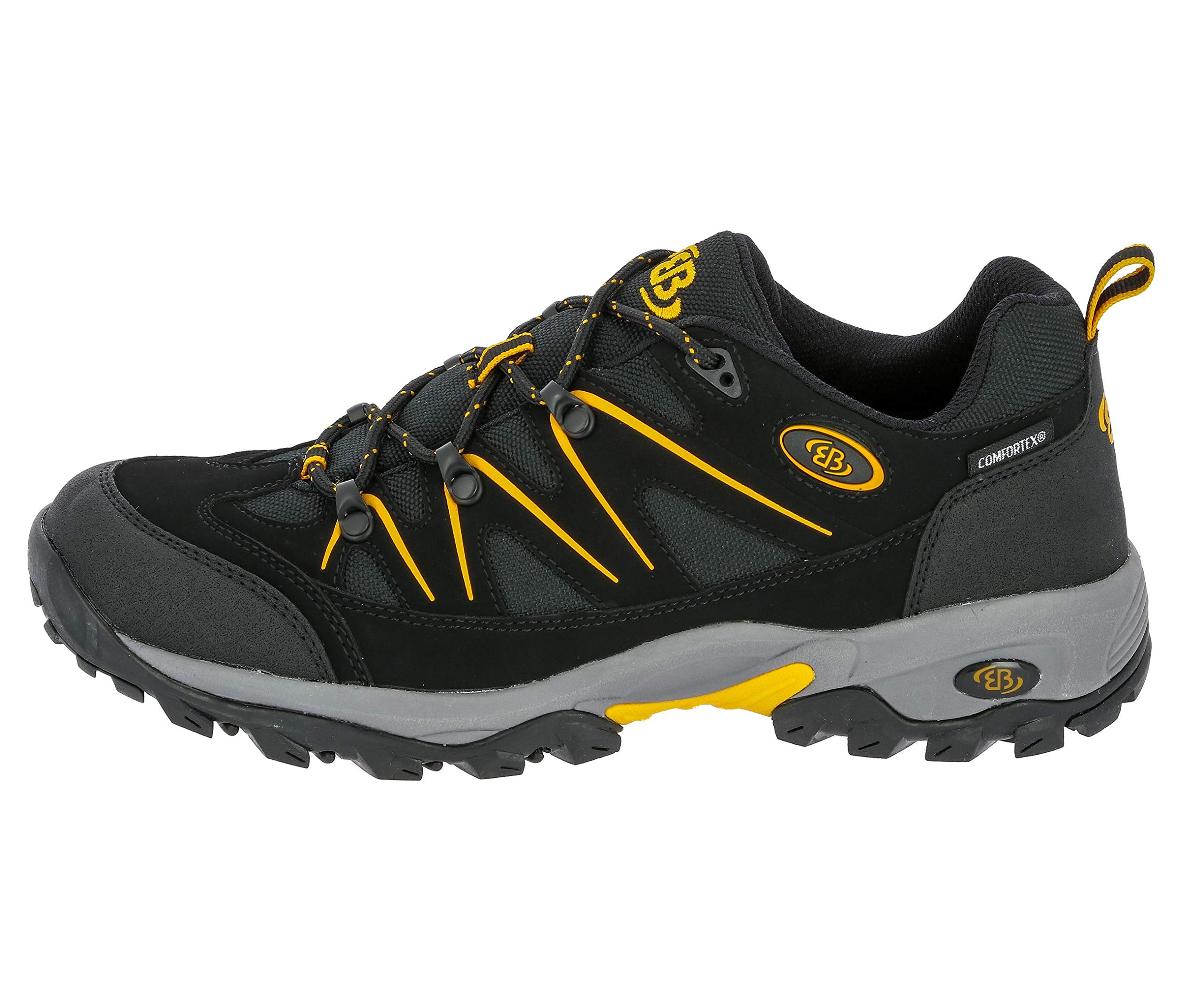Women's Low Rise Hiking Boots - Black & Yellow Waterproof Outdoor Shoes for Hiking & Trekking | Size 12 | Perfect for Trail Walking & Mountain Adventures