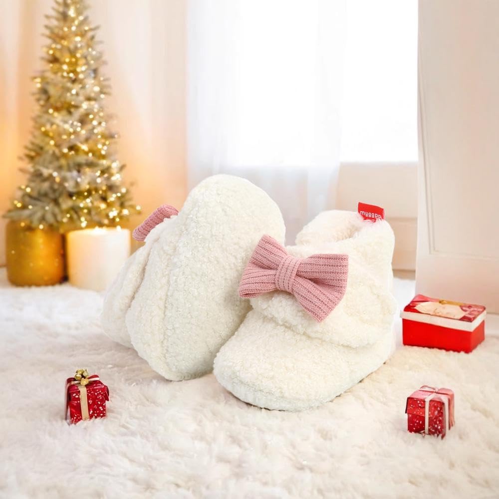 Ohwawadi Infant Baby Slippers - Soft Warm Booties for Newborn Girls & Boys | Non-Slip Crib Shoes & Prewalker Footwear | Perfect for Indoor Play, Nursery & First Steps