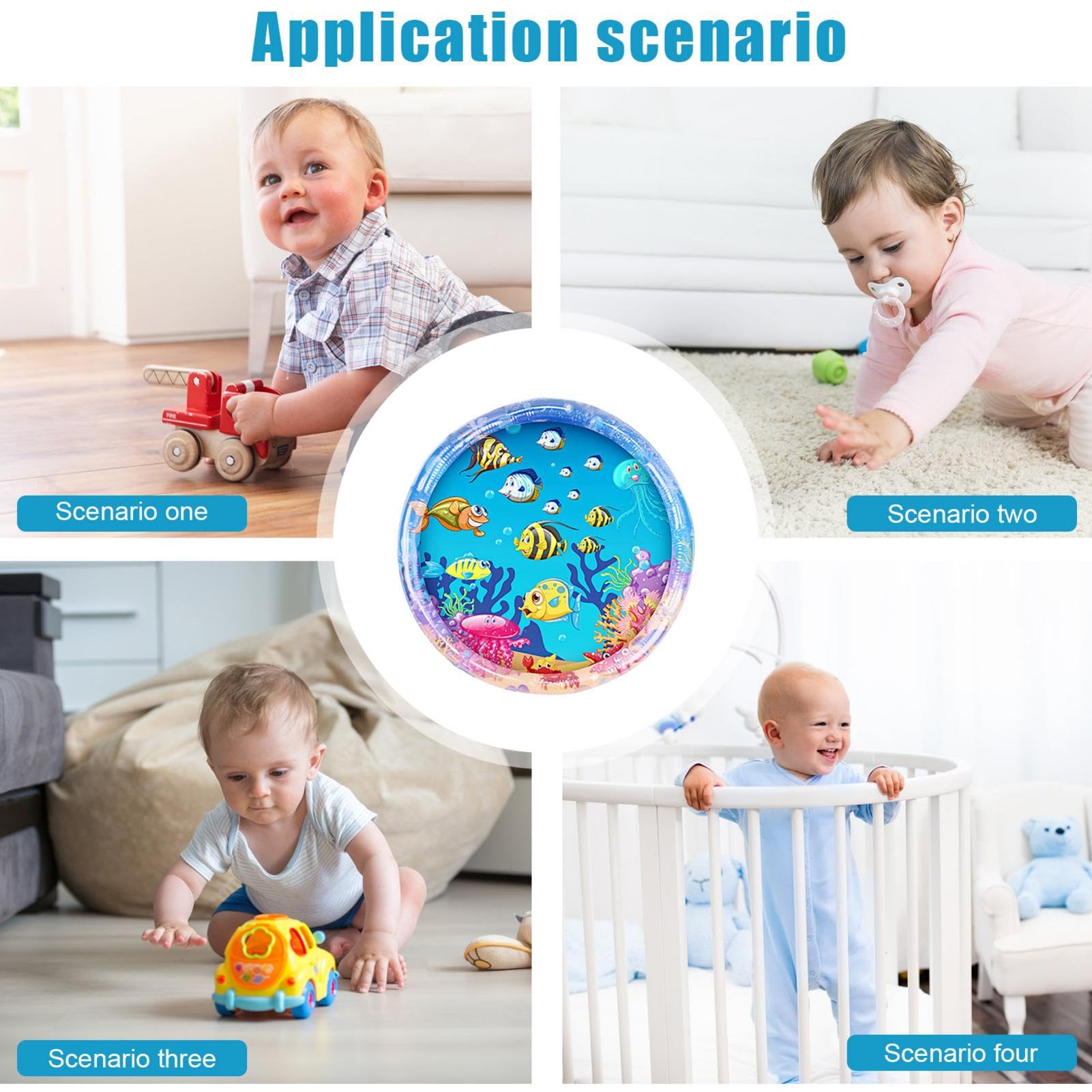 **Inflatable Baby Water Play Mat - Large Sensory Activity Center for Motor Development & Muscle Strengthening | Portable Tummy Time Mat for Infants & Toddlers | Perfect for Indoor & Outdoor Water Play**