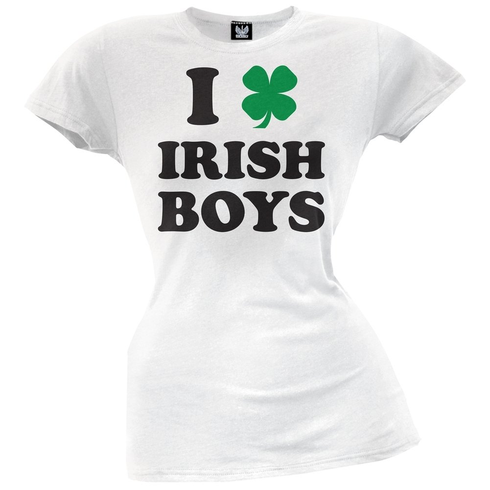 Old Glory St. Patrick's Day Irish Shamrock Boys Juniors T-Shirt - Large White - Perfect for St. Patrick's Day Celebrations, Irish Pride Events & Casual Wear