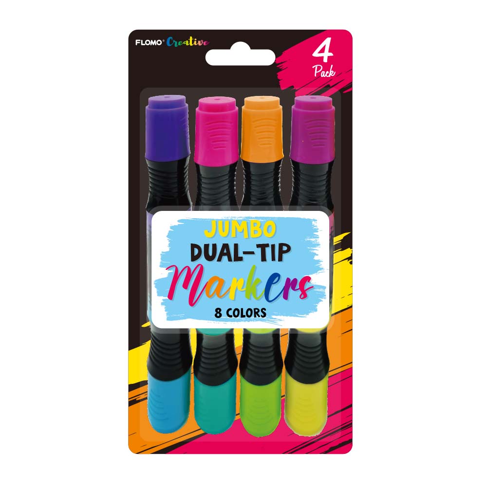 4Ct/8 Colors Jumbo Markers - Vibrant Washable Art Supplies for Kids, Adults & Artists - Perfect for Drawing, Coloring Books, School Projects & DIY Crafts