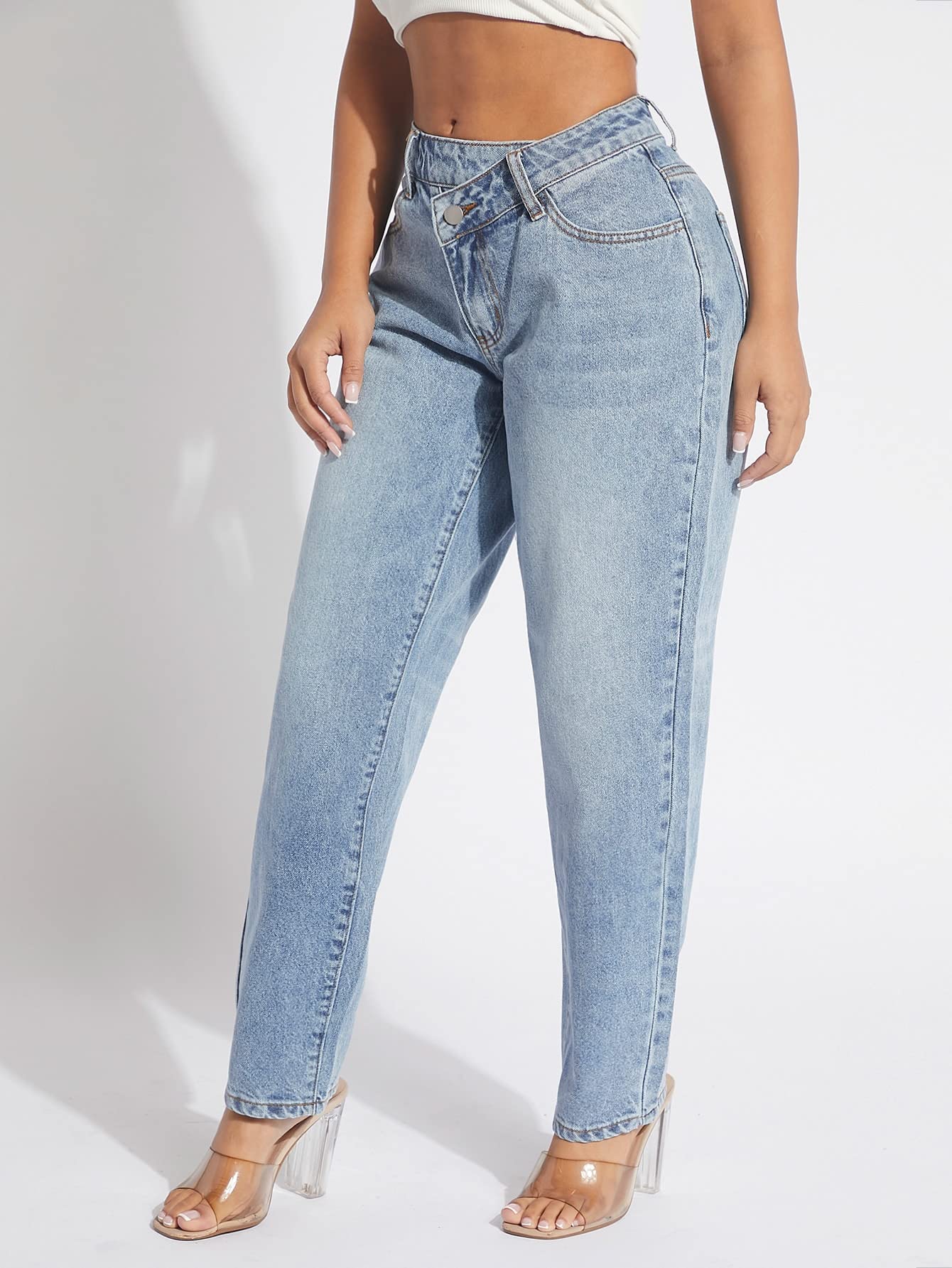 Verdusa Women's High Waist Stretch Denim Jeans with Zip Up - Comfortable Casual Long Pants for Everyday Wear, Work & Outings