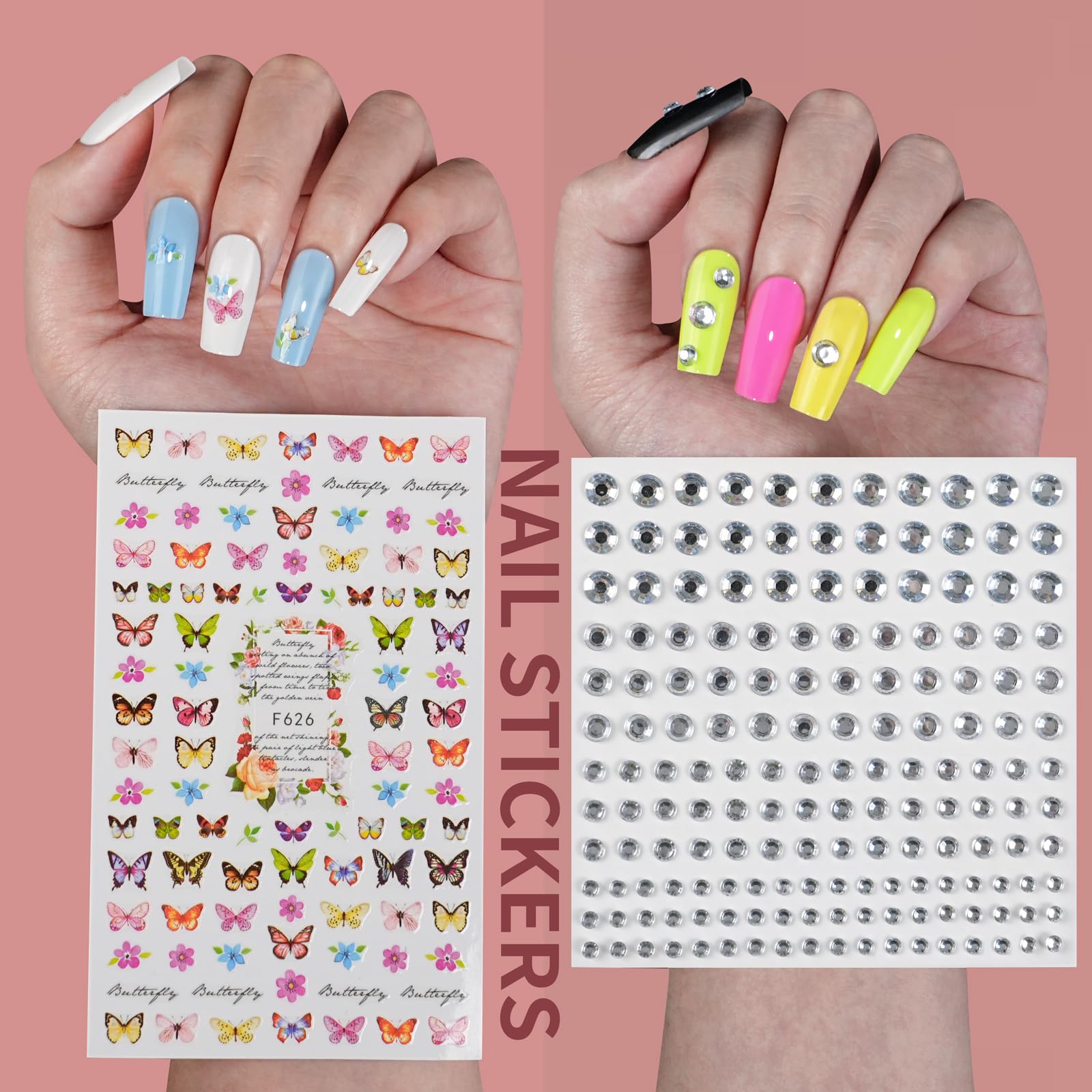 576PCS 24 Color Long Coffin Press On Nails Kit - Glossy Ballerina Fake Nails with Stickers, Acrylic Square Nail Art for DIY Manicure | Perfect for Parties, Weddings, and Special Occasions