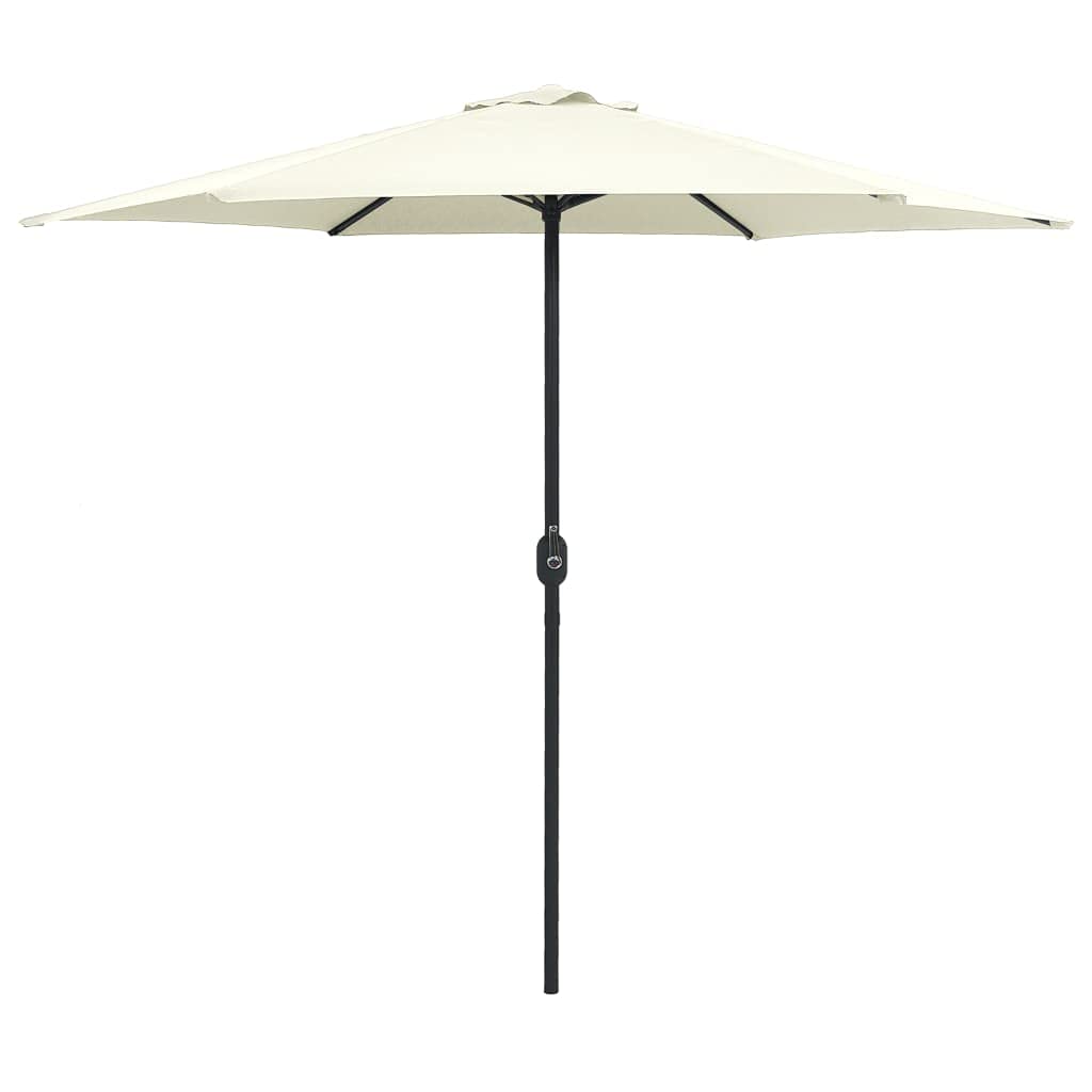 Outdoor Sun Umbrella with Crank Mechanism - Sand White UV Protection Parasol, Easy to Clean Polyester & Aluminum Frame, Simple Assembly - Perfect for Courtyard, Patio, Poolside, and Outdoor Dining Areas