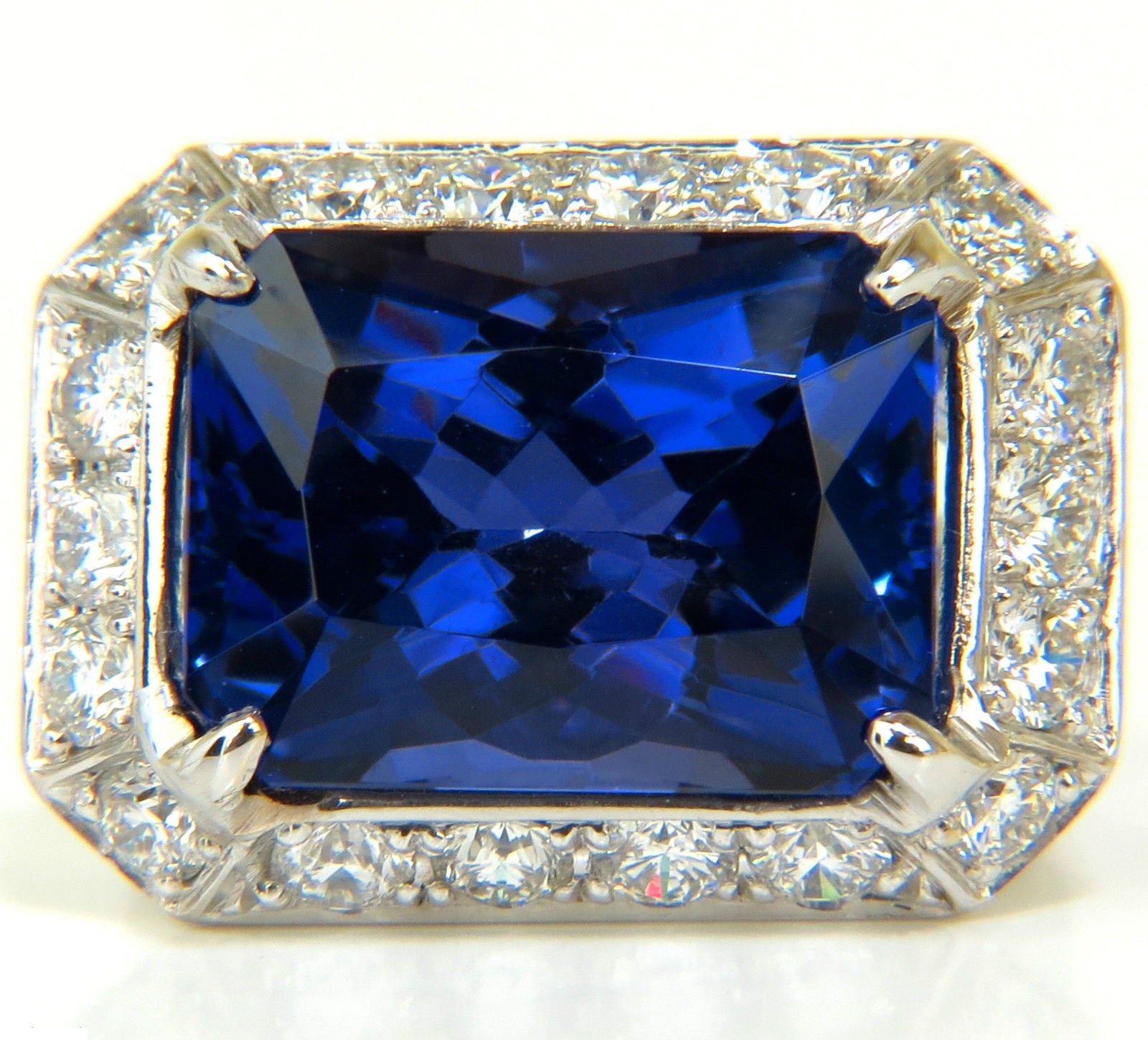 15.06CT GIA Certified Natural Tanzanite Diamond Ring in 18K Gold - A+ D Block Color | Luxury Engagement, Anniversary & Special Occasion Jewelry Gift