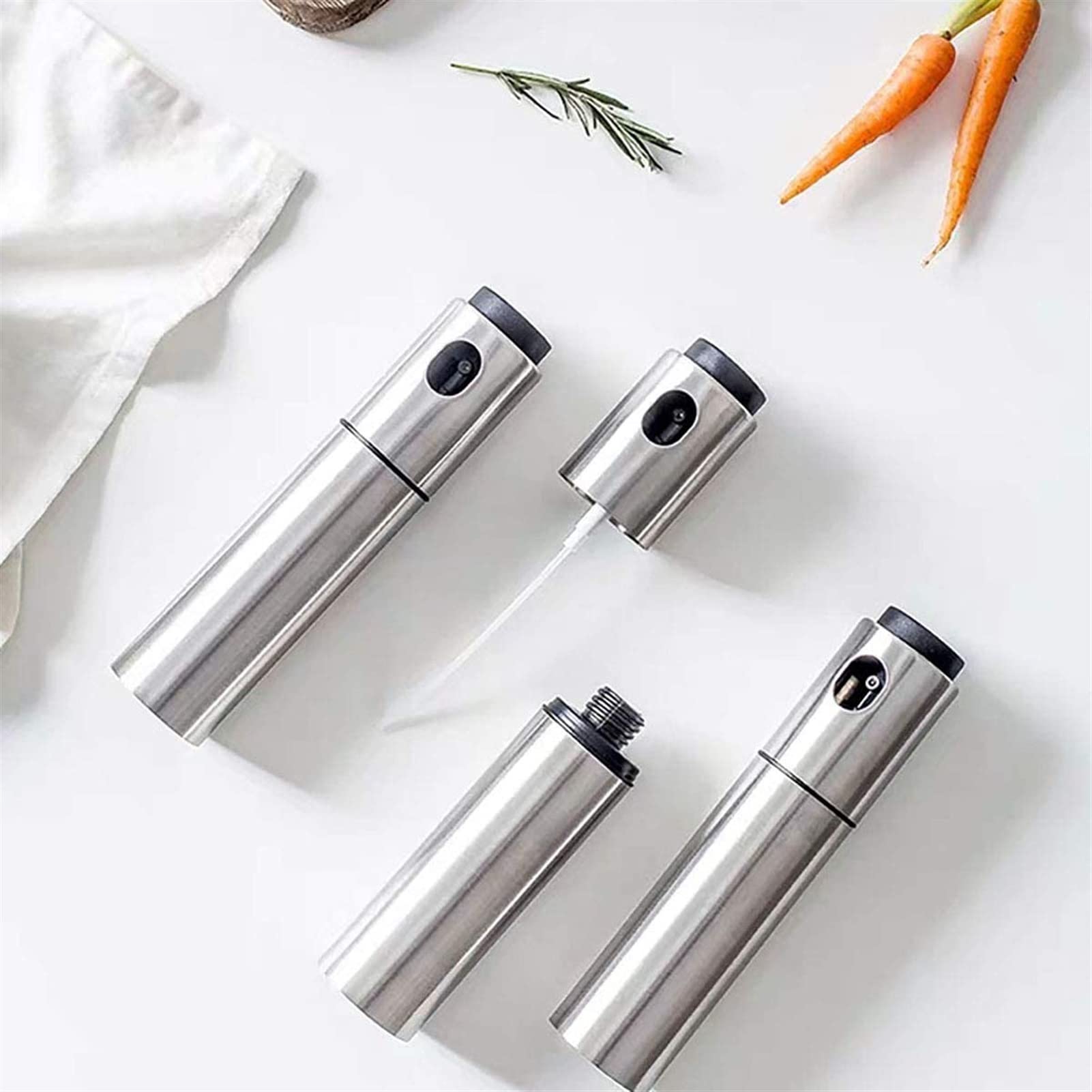 Stainless Steel Olive Oil & Vinegar Sprayer Dispenser - 2 Pack Kitchen Oil Spray Bottle for BBQ, Grilling, Frying, Baking, Salad Dressing & Healthy Cooking | Perfect for Home, Restaurant & Outdoor Use