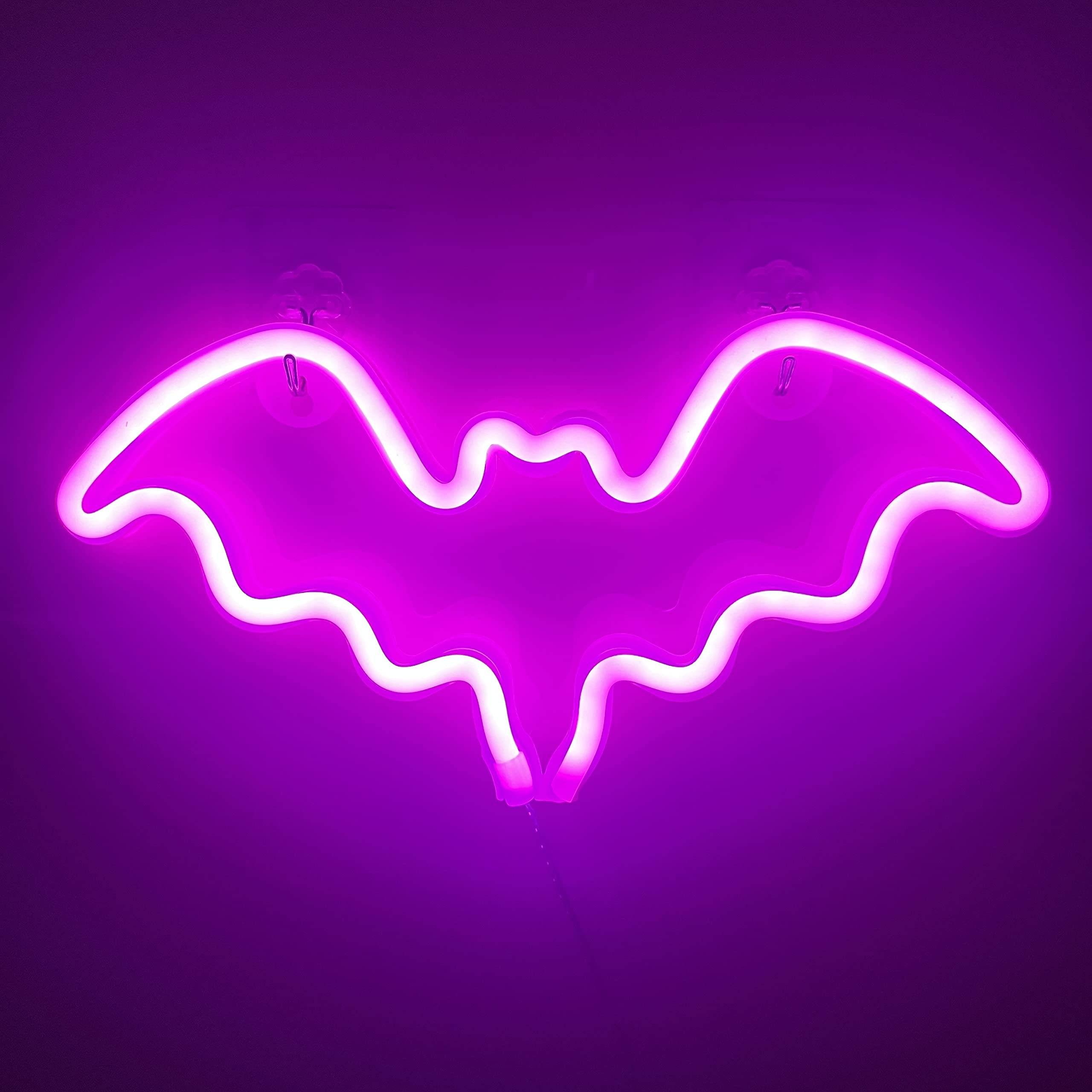 DUOTTS Pink Neon Bat Sign - 11.8 x 5.9 x 0.79 Inch Wall Decor Light for Halloween, Christmas, Birthday Parties, Kids Room & Wedding Decorations - Perfect for Bedroom, Living Room & Party Scene Lighting