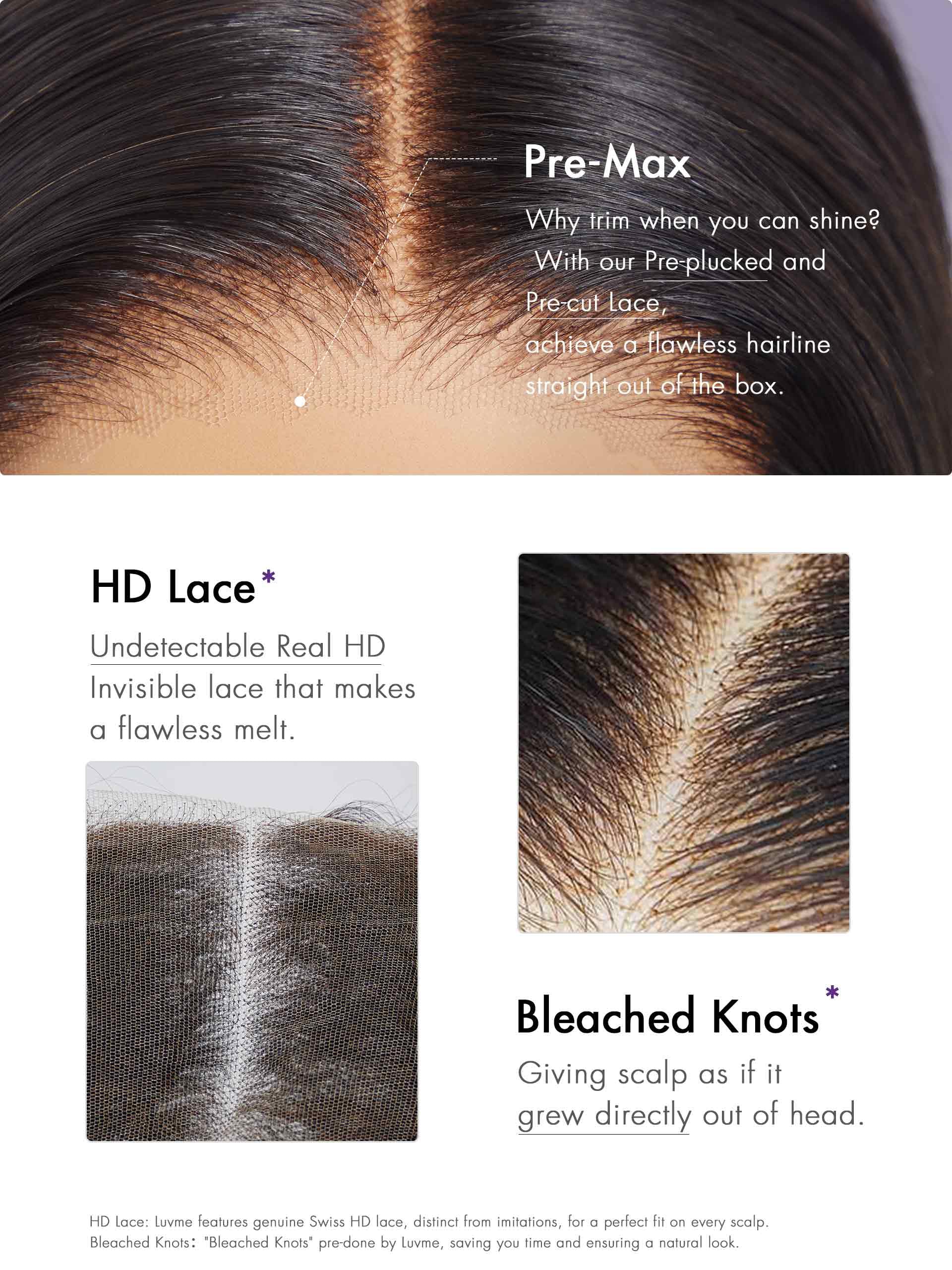 LUVME HAIR 14 Inch Straight HD Lace Front Wig - Human Hair Pre Cut Lace Frontal Glueless Wig with Pre Plucked Hairline - Long Straight Black Wig for Everyday Wear, Parties & Special Occasions