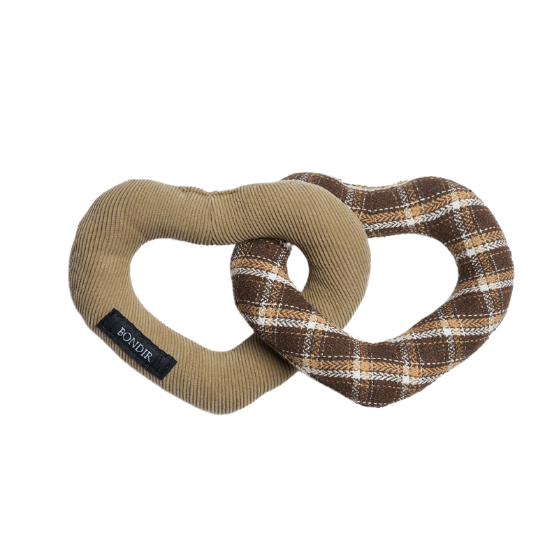 Tawny Tweed Squeaky Interlocking Heart Dog Toy - Durable Chew Toy for Small & Medium Dogs - Perfect for Playtime, Training & Bonding with Your Pet