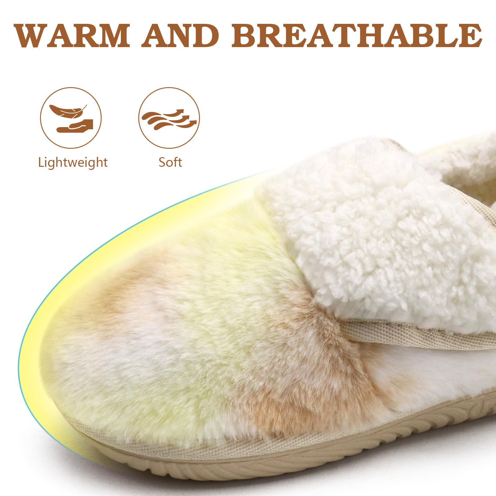 COFACE Women's Memory Foam House Slippers - Soft Fluffy Indoor/Outdoor Slip-On Shoes for Ladies - Perfect for Home, Office, and Backyard Relaxation