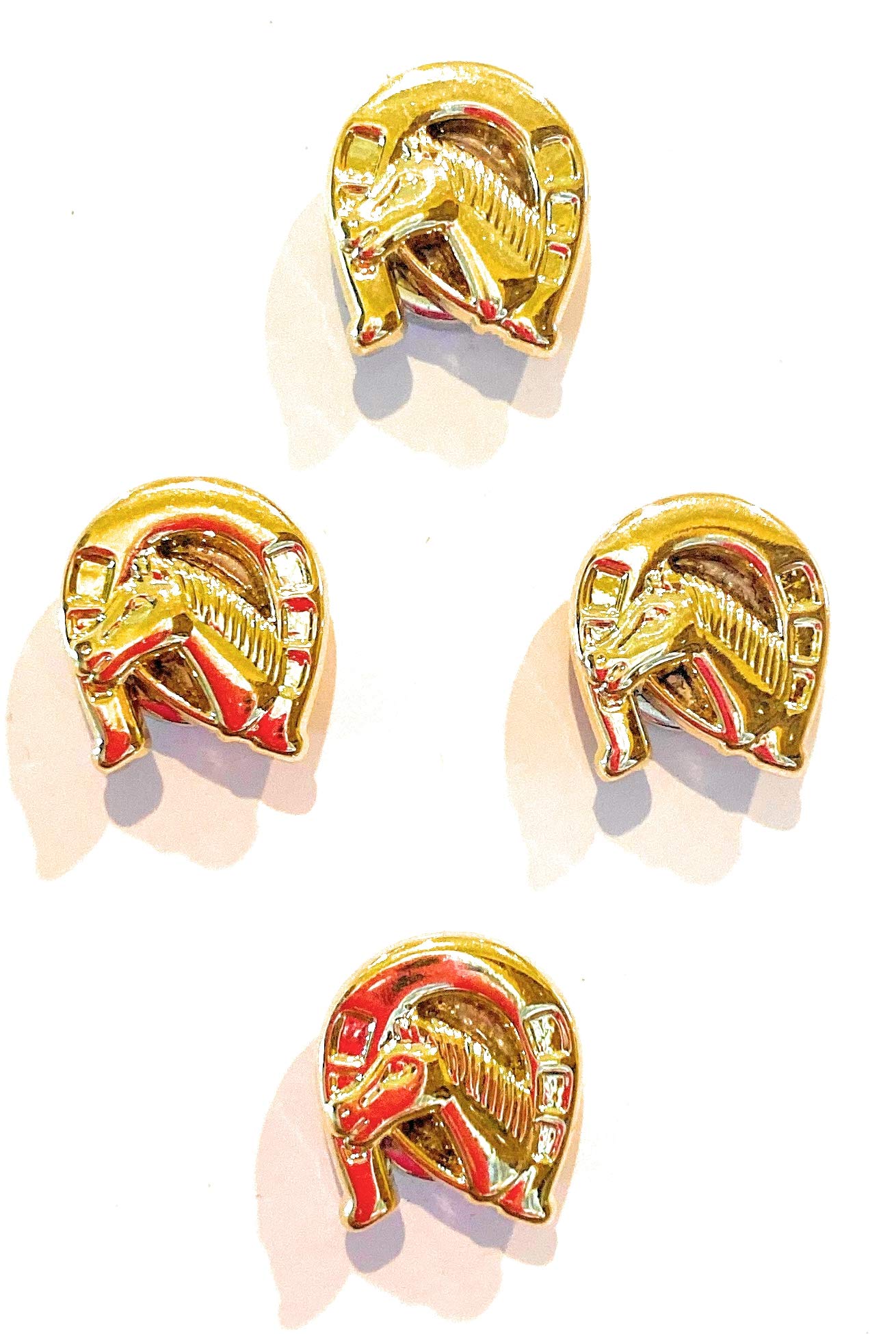 Gold Horse Shoe Magnetic Number Pins - Strong Magnetic Holders for Horse Show Numbers, Competition & Equestrian Events (Set of 6) - Perfect for Horse Riding Competitions, Dressage Shows & Equestrian Sports