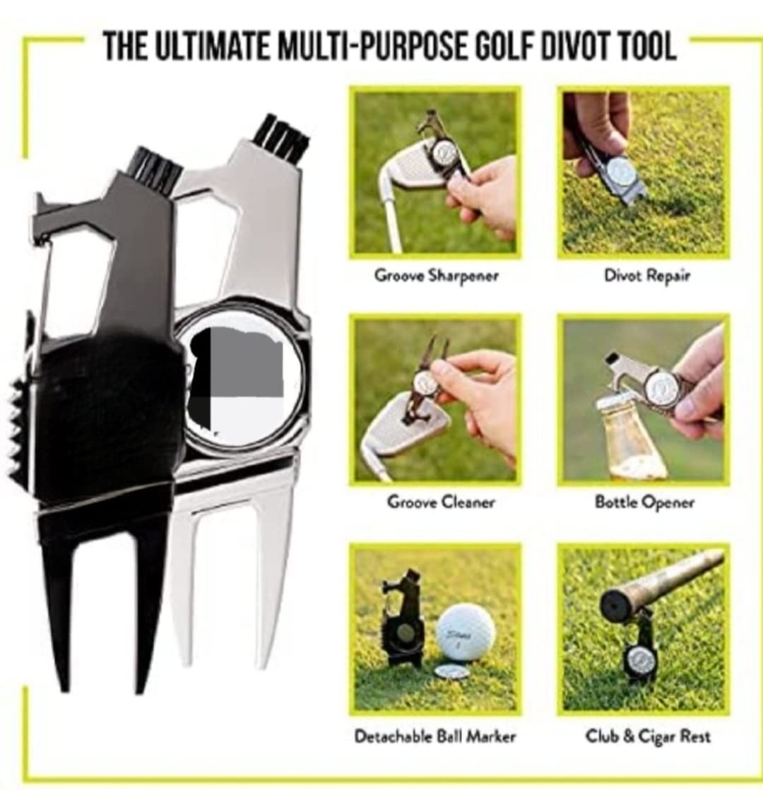 Premium Golf Divot Tool with Magnetic Ball Marker - Multi-Functional Golf Accessory for Divot Repair - Easy Clip-On Design for Convenient Use During Play - Perfect Golf Gift for Men & Women - Ideal for Course Play, Practice Sessions, and Tournament Use