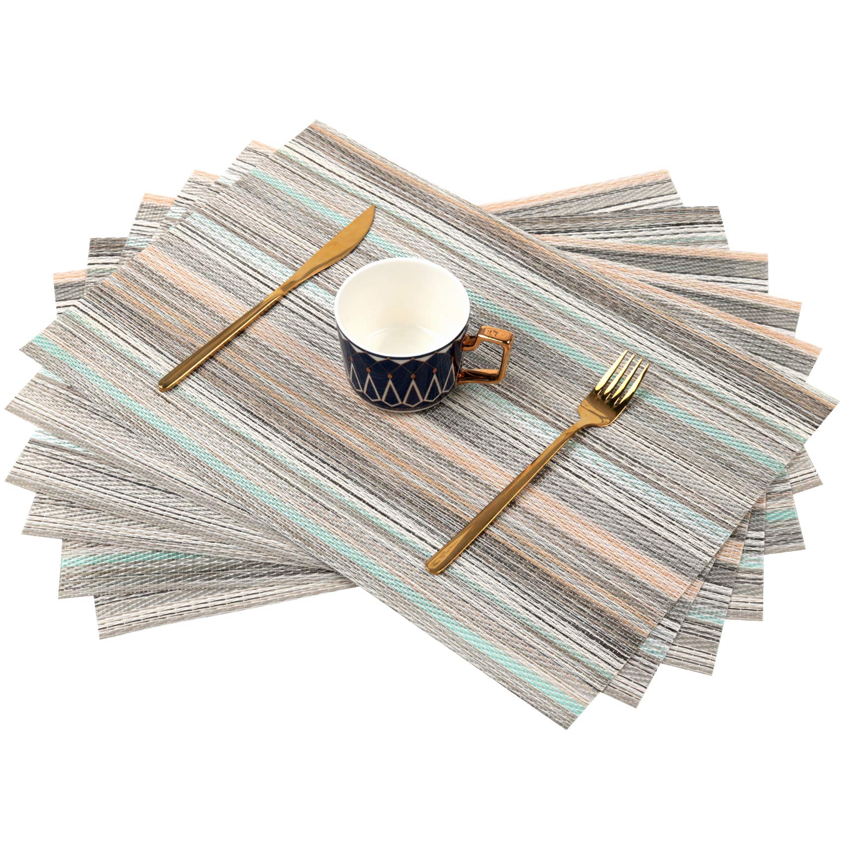 Sayopin 6-Pack Woven Vinyl Placemats for Dining Table - Waterproof, Washable & Easy to Clean Table Mats for Everyday Use - Perfect for Home, Kitchen, Restaurant & Party Decor
