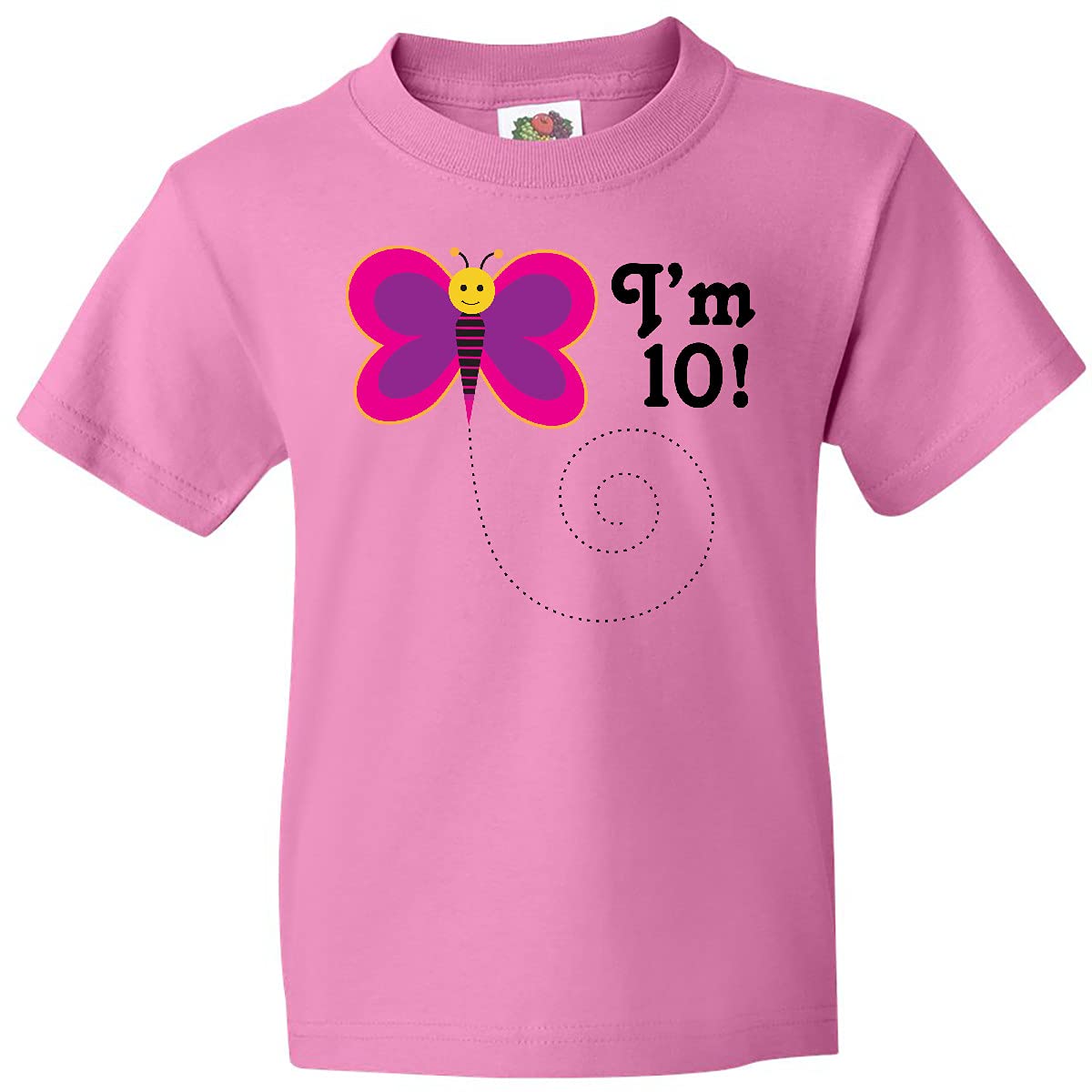 Inktastic 10th Birthday Butterfly Youth T-Shirt - Cute 10 Year Old Girls' Birthday Outfit for Parties & Celebrations