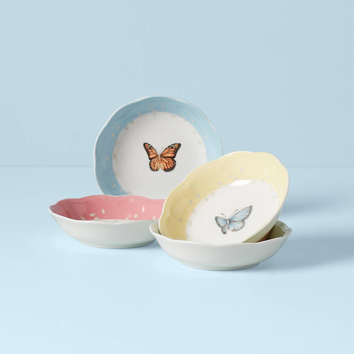 Butterfly Meadow Fruit Bowls Set of 4 - Elegant Serving Bowls for Fruits, Salads, Snacks - Perfect for Parties, Picnics, and Home Decor